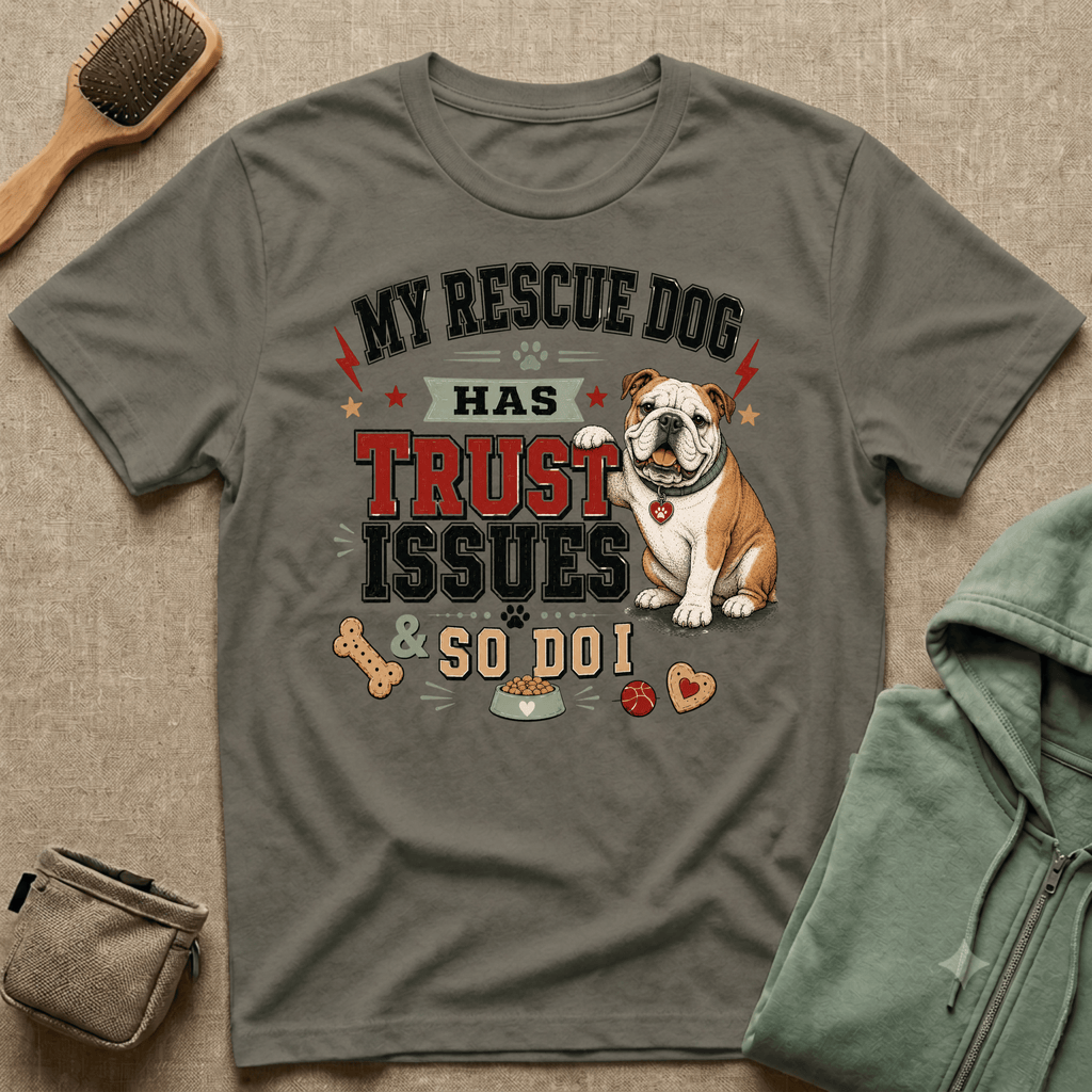 My Rescue Dog Has Trust Issues T-Shirt —Bull Dog Rescue Dog Owner Tee