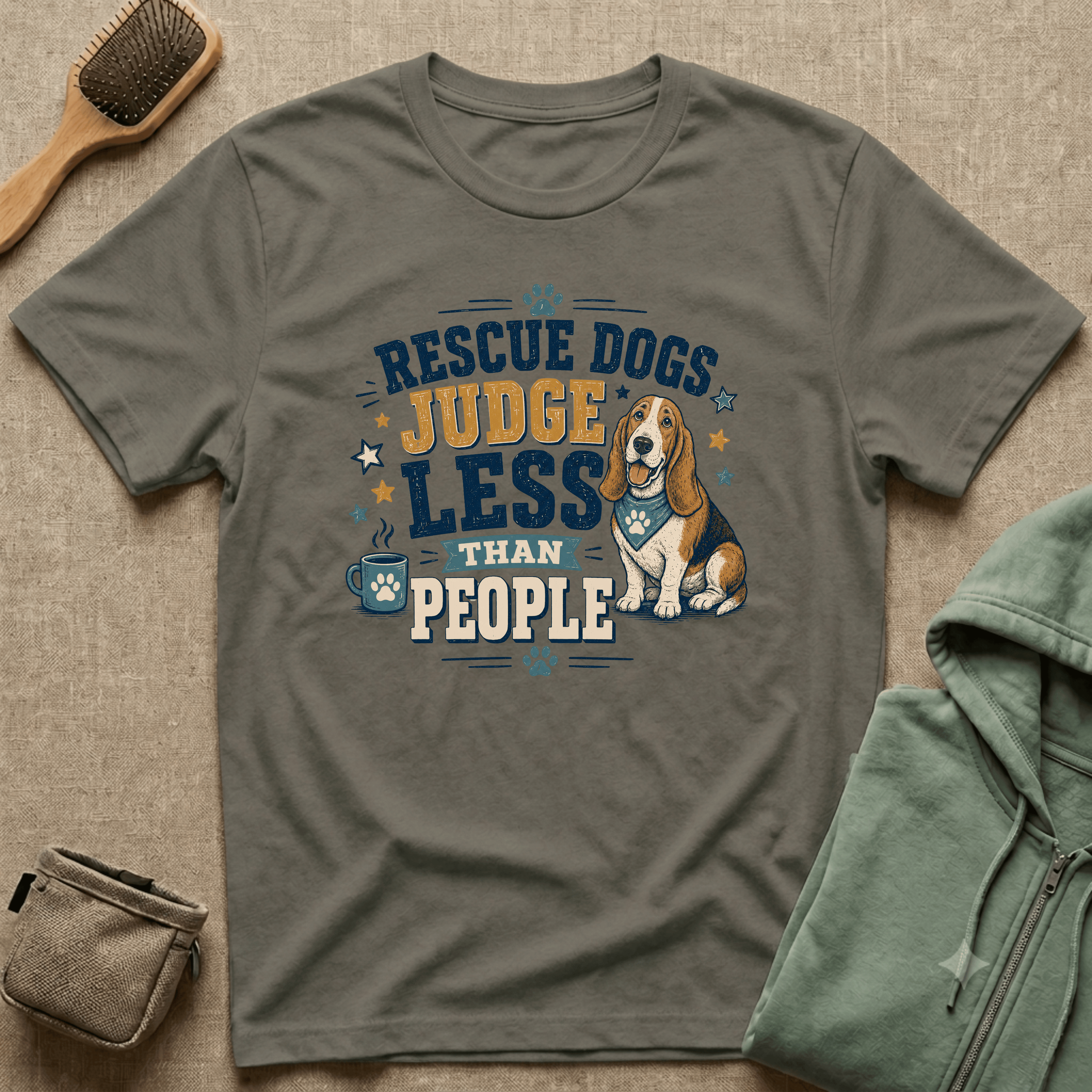 Rescue Dogs Judge Less Than People T-Shirt — Cute Basset Hound Rescue Tee