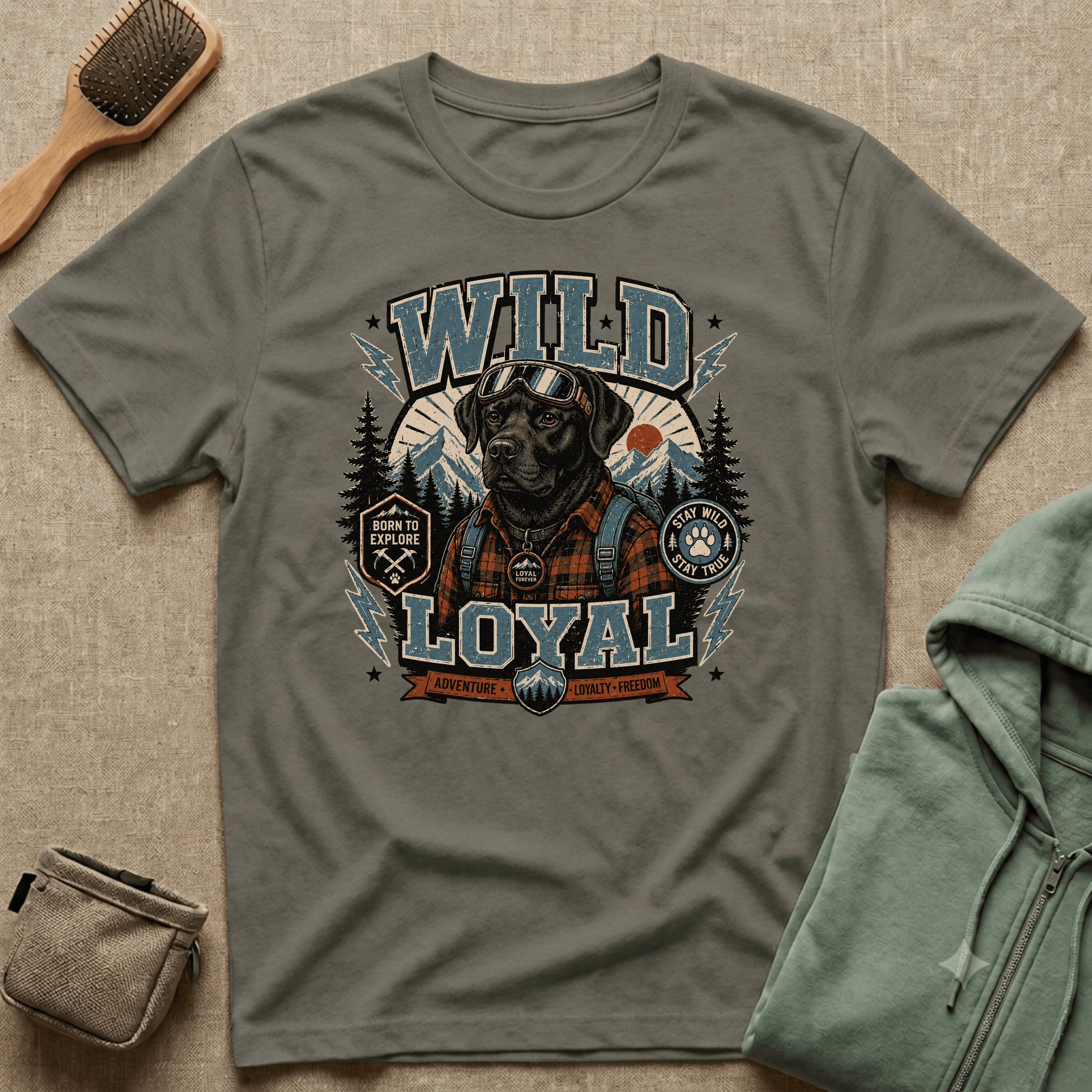 Wild & Loyal Dog T-Shirt — Vintage Lumberjack Black Labrador Design