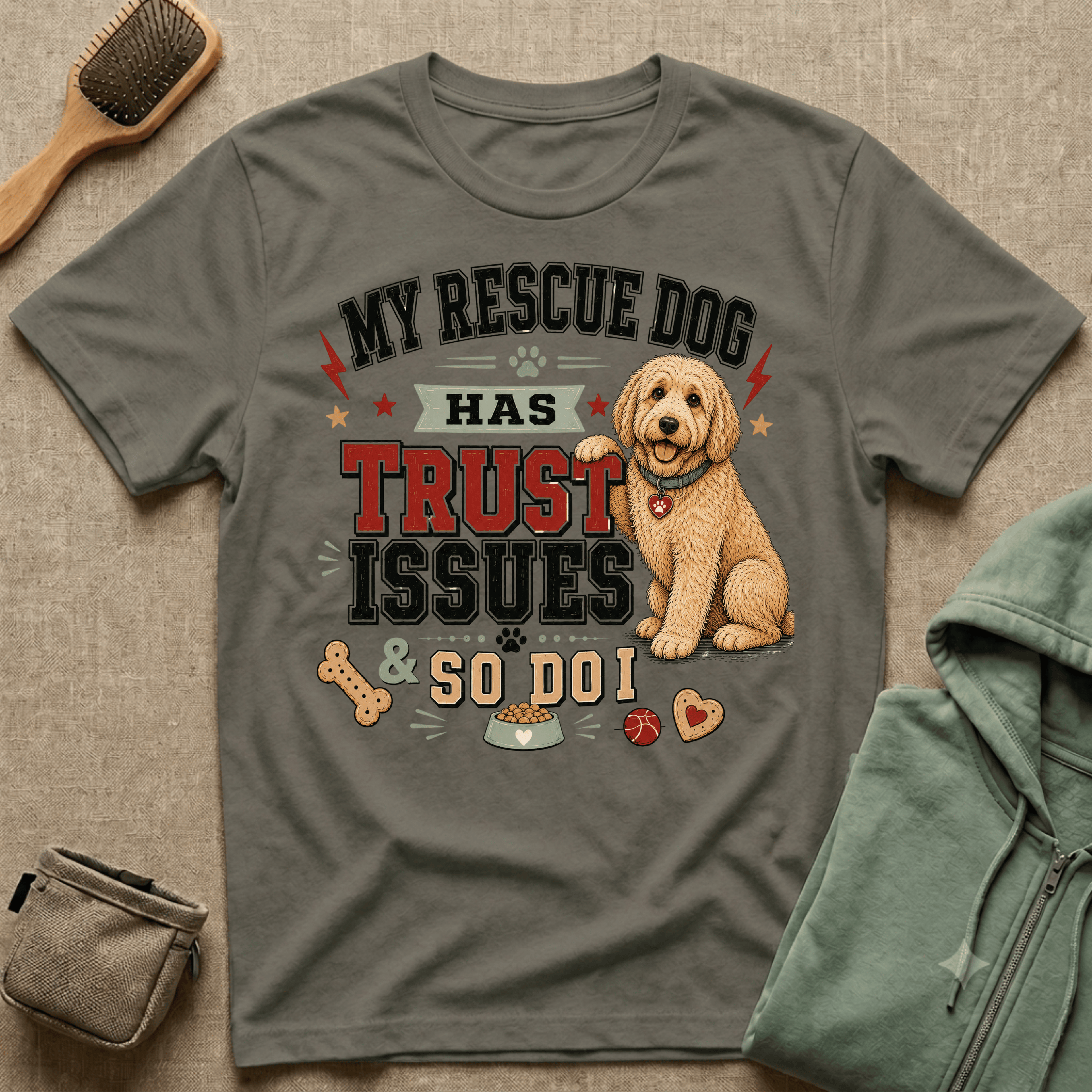 My Rescue Dog Has Trust Issues T-Shirt —Golden Doodle Rescue Dog Owner Tee