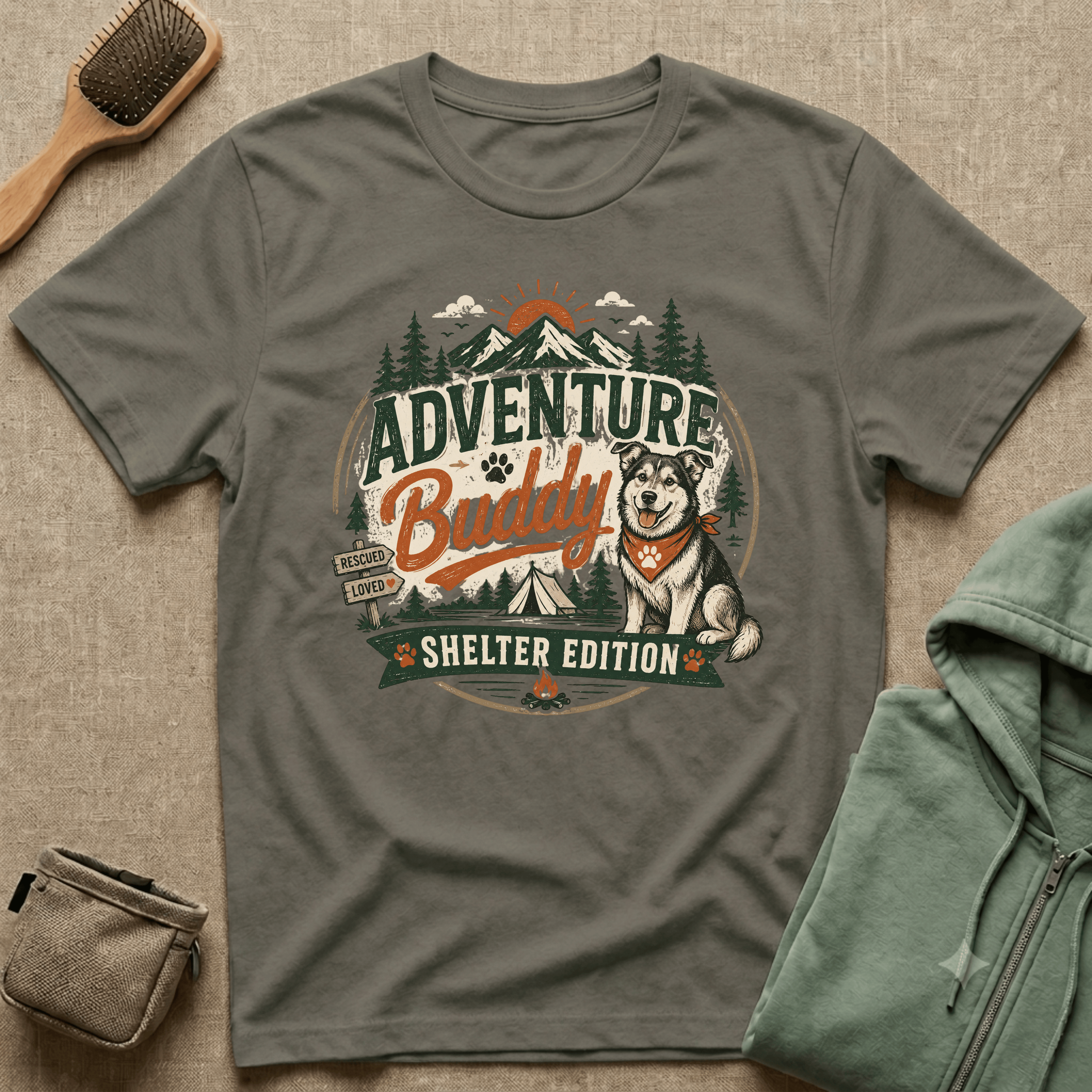 Adventure Buddy T-Shirt — Shelter Edition Dog Hiking Tee