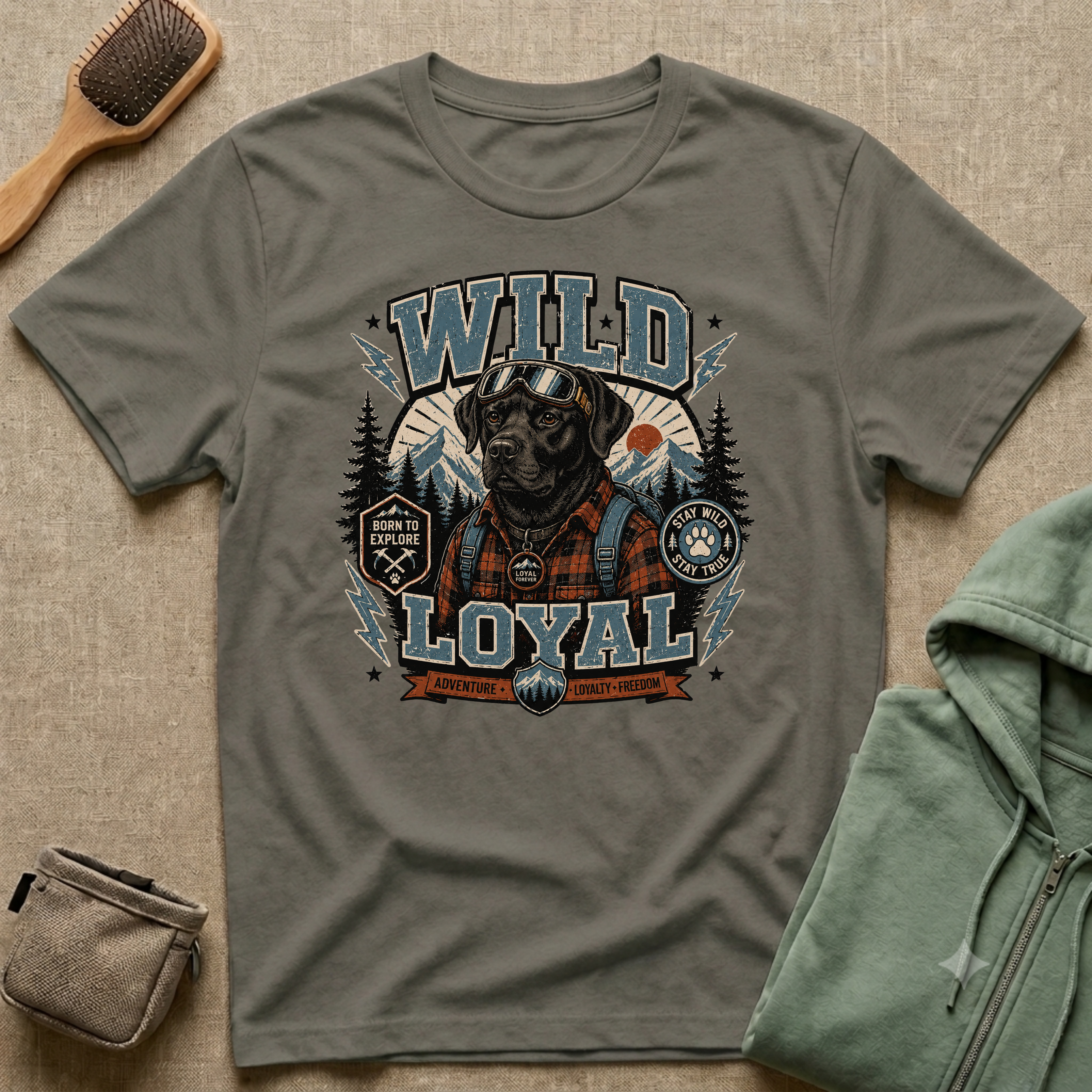 Wild & Loyal Dog T-Shirt — Vintage Lumberjack Black Labrador Design