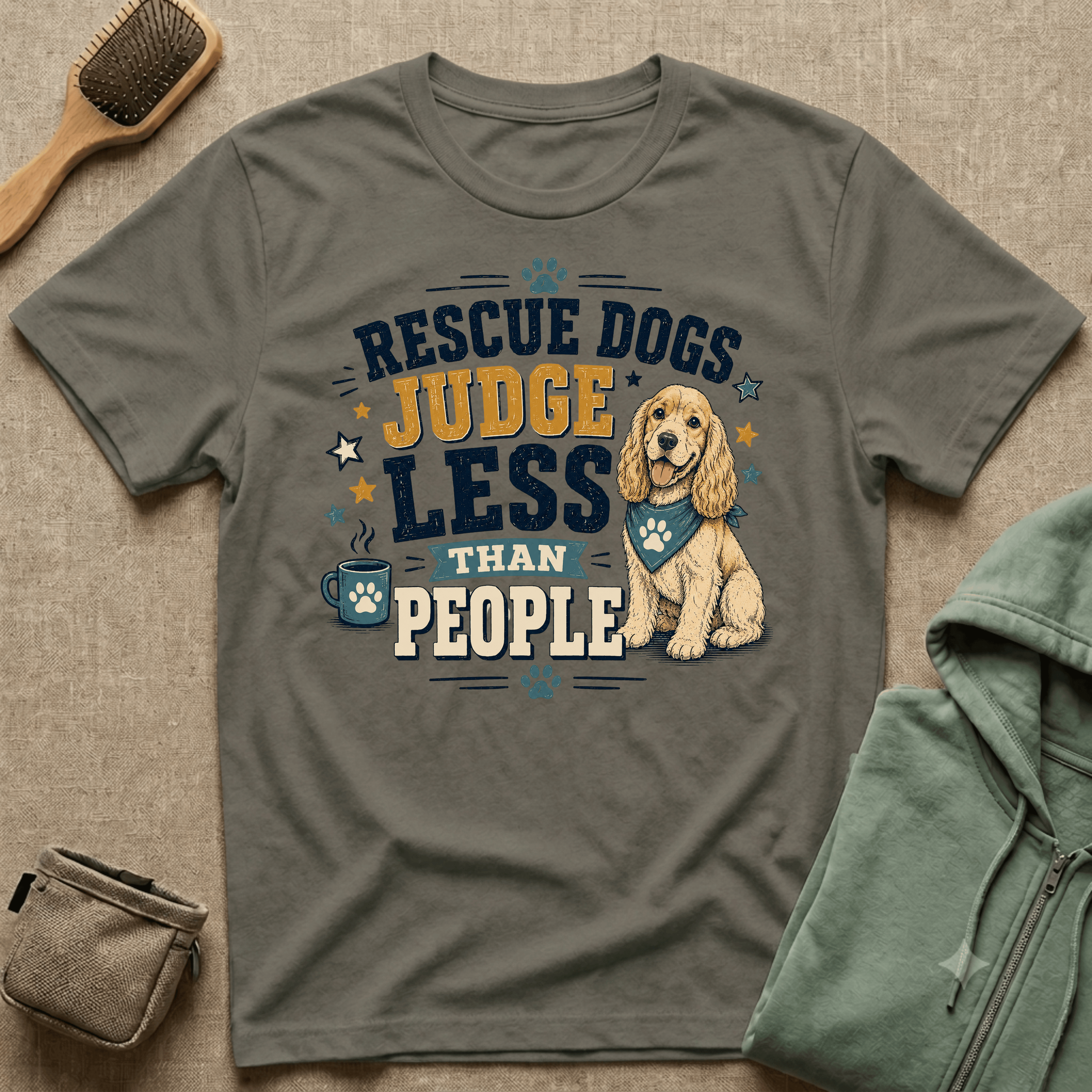 Rescue Dogs Judge Less Than People T-Shirt — Cute Cocker Spaniel Rescue Tee