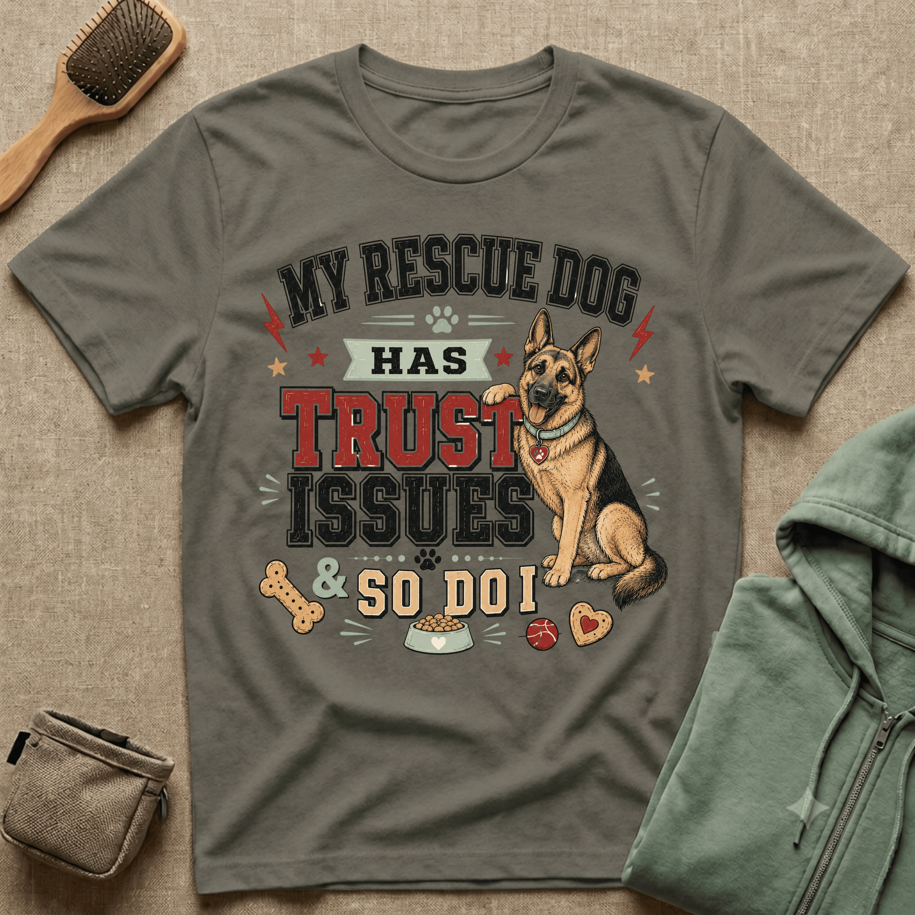 My Rescue Dog Has Trust Issues T-Shirt —German Shepherd Rescue Dog Owner Tee
