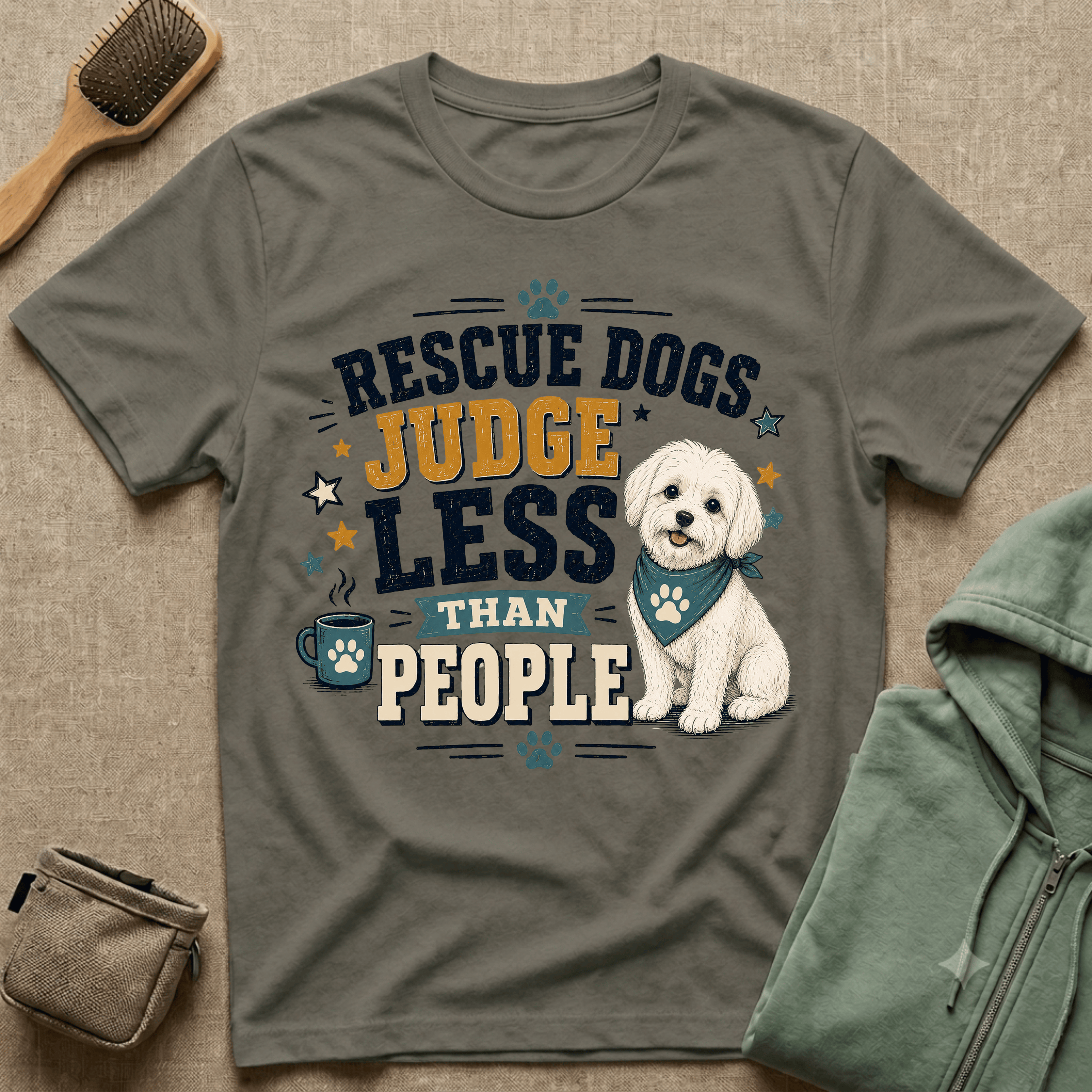 Rescue Dogs Judge Less Than People T-Shirt — Cute Shih Zhu Rescue Tee