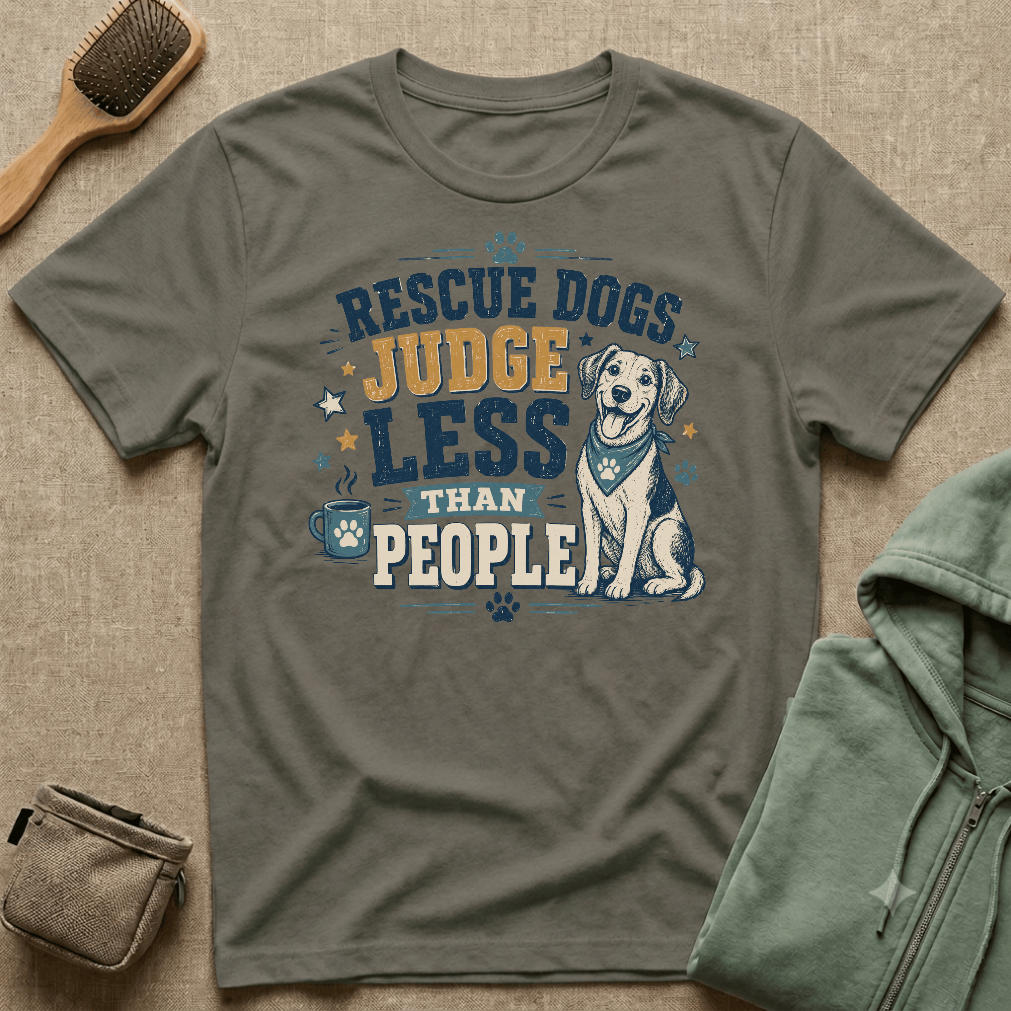 Rescue Dogs Judge Less Than People T-Shirt — Cute Mixed Breed Rescue Tee