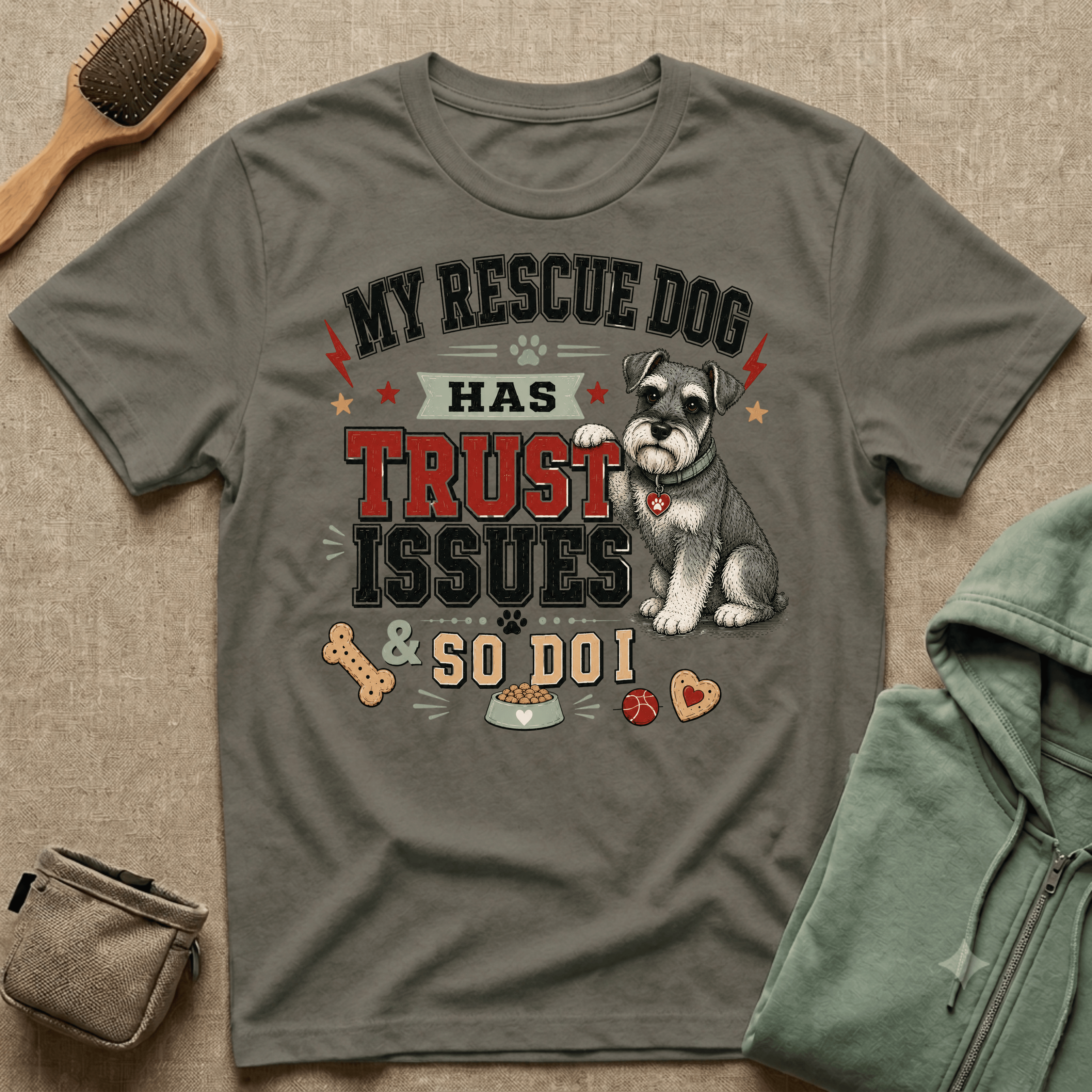 My Rescue Dog Has Trust Issues T-Shirt —Schnauzer Rescue Dog Owner Tee