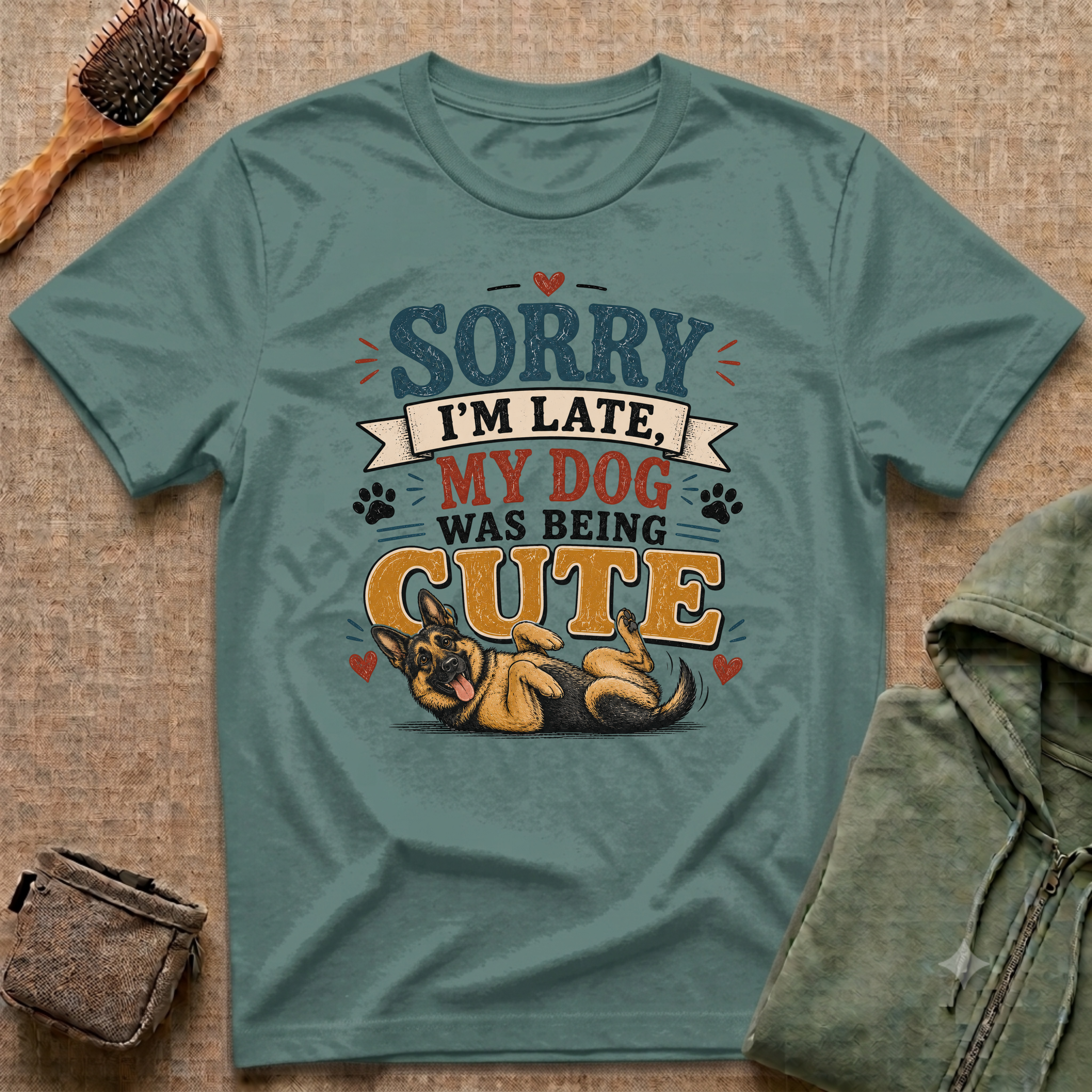 Sorry I'm Late My Dog Was Being Cute T-Shirt — German Shepperd Dog Lover Tee