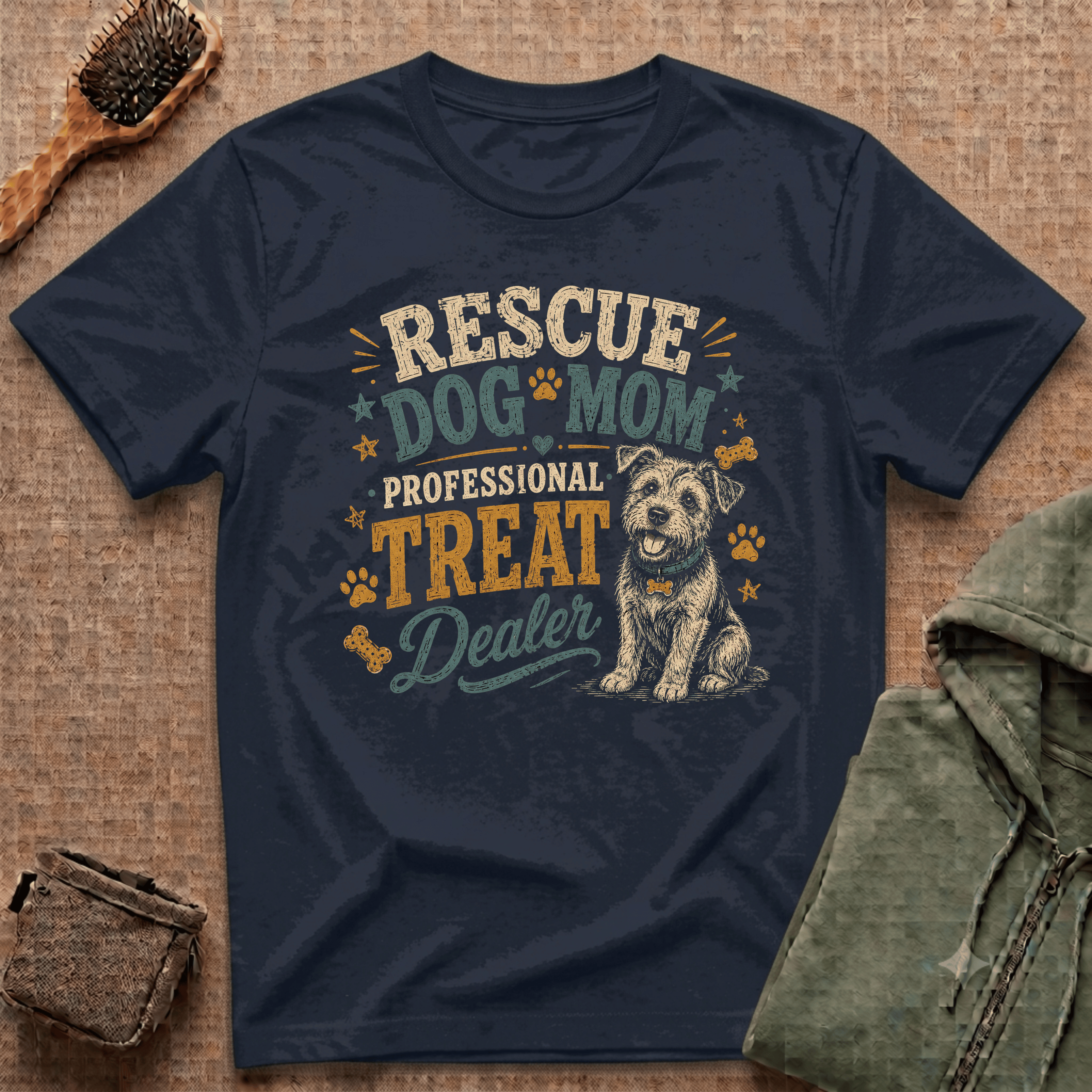 Rescue Dog Mom T-Shirt — "Professional Treat Dealer" Cute Rescue Puppy Tee