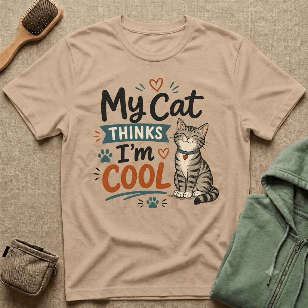My Cat Thinks I’m Cool T-Shirt – Cute Cat Lover Graphic Tee