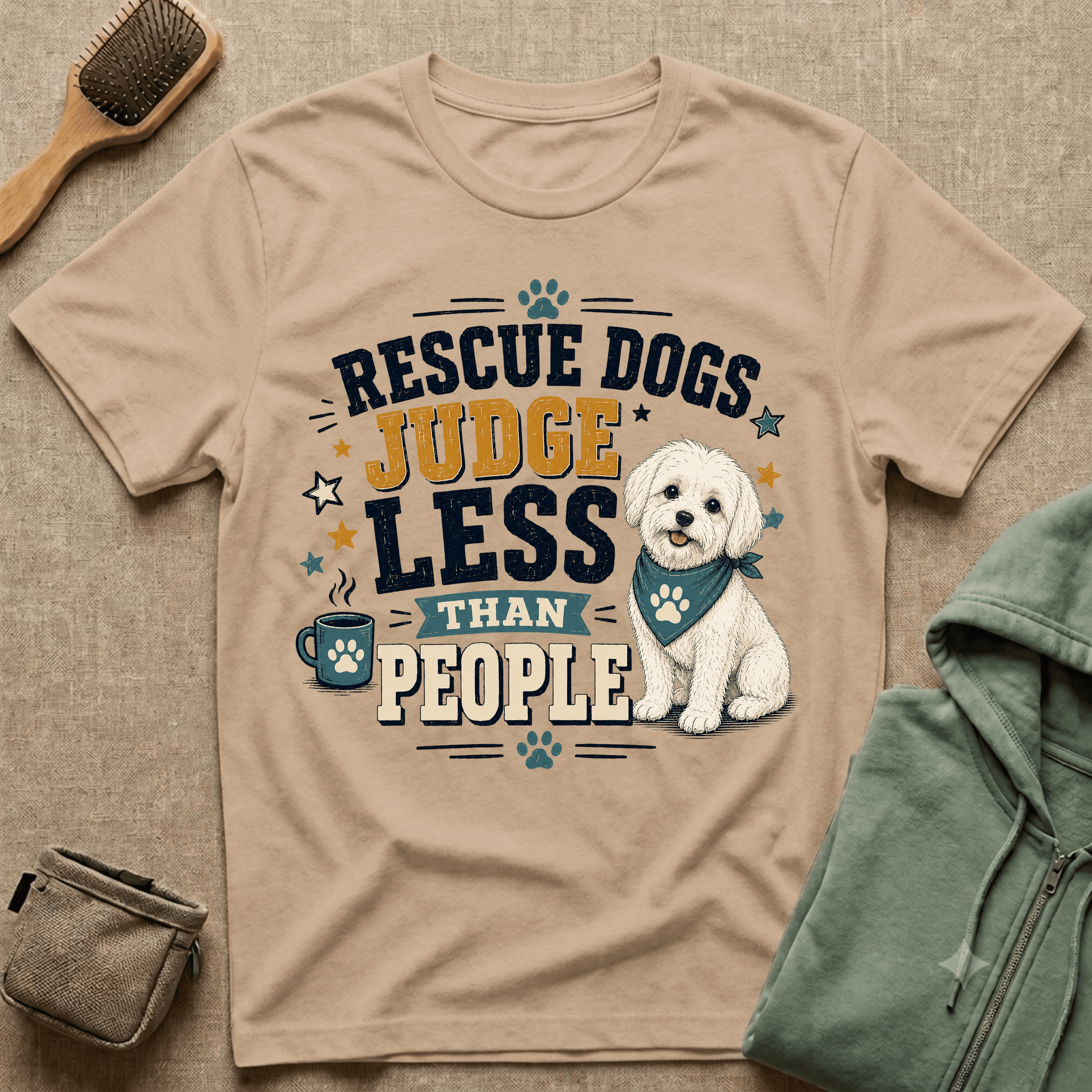 Rescue Dogs Judge Less Than People T-Shirt — Cute Shih Zhu Rescue Tee
