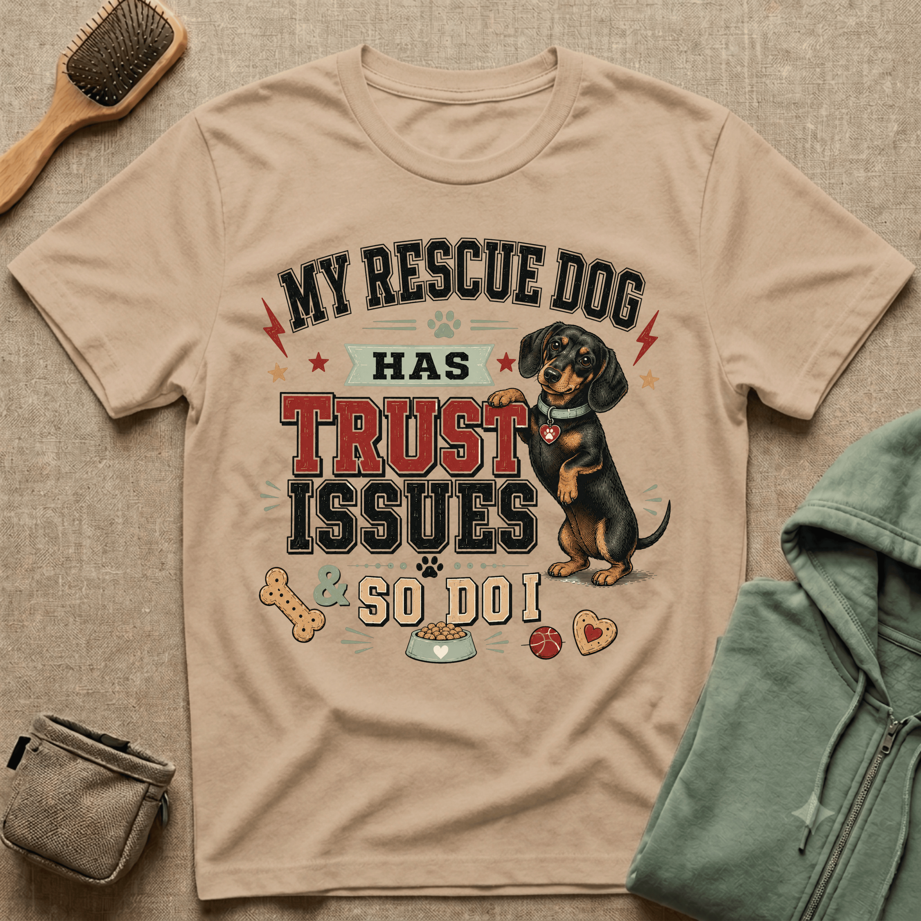 My Rescue Dog Has Trust Issues T-Shirt —Dachshund Rescue Dog Owner Tee