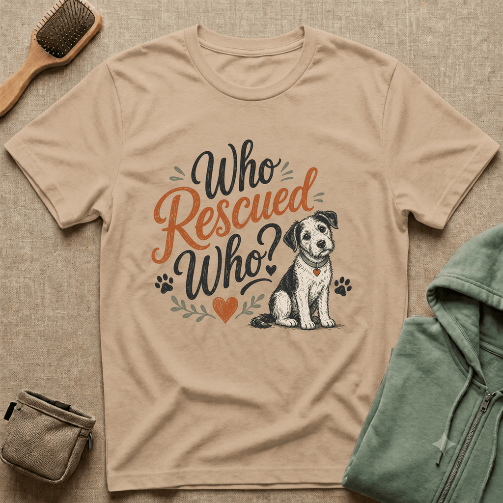 Who Rescued Who? Rescue Dog T-Shirt - Adopted Pet Lover Tee