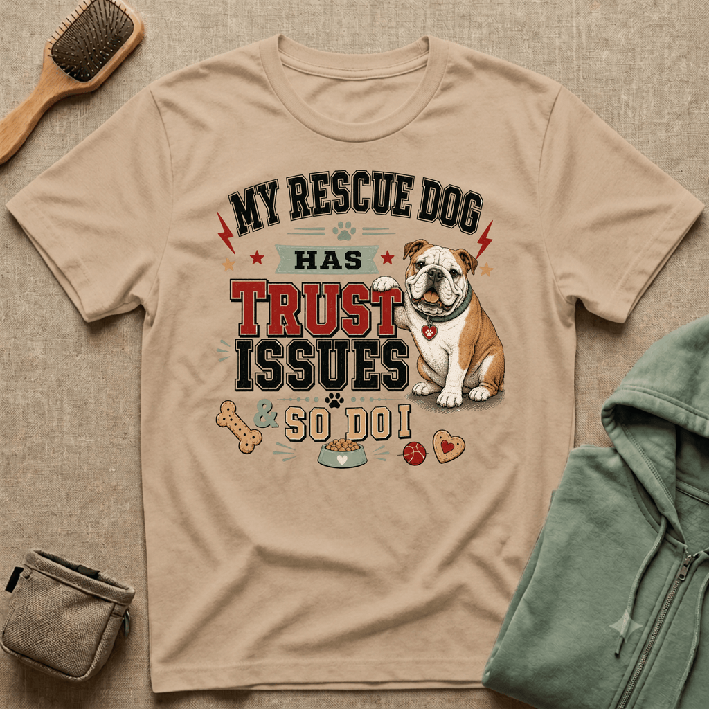 My Rescue Dog Has Trust Issues T-Shirt —Bull Dog Rescue Dog Owner Tee