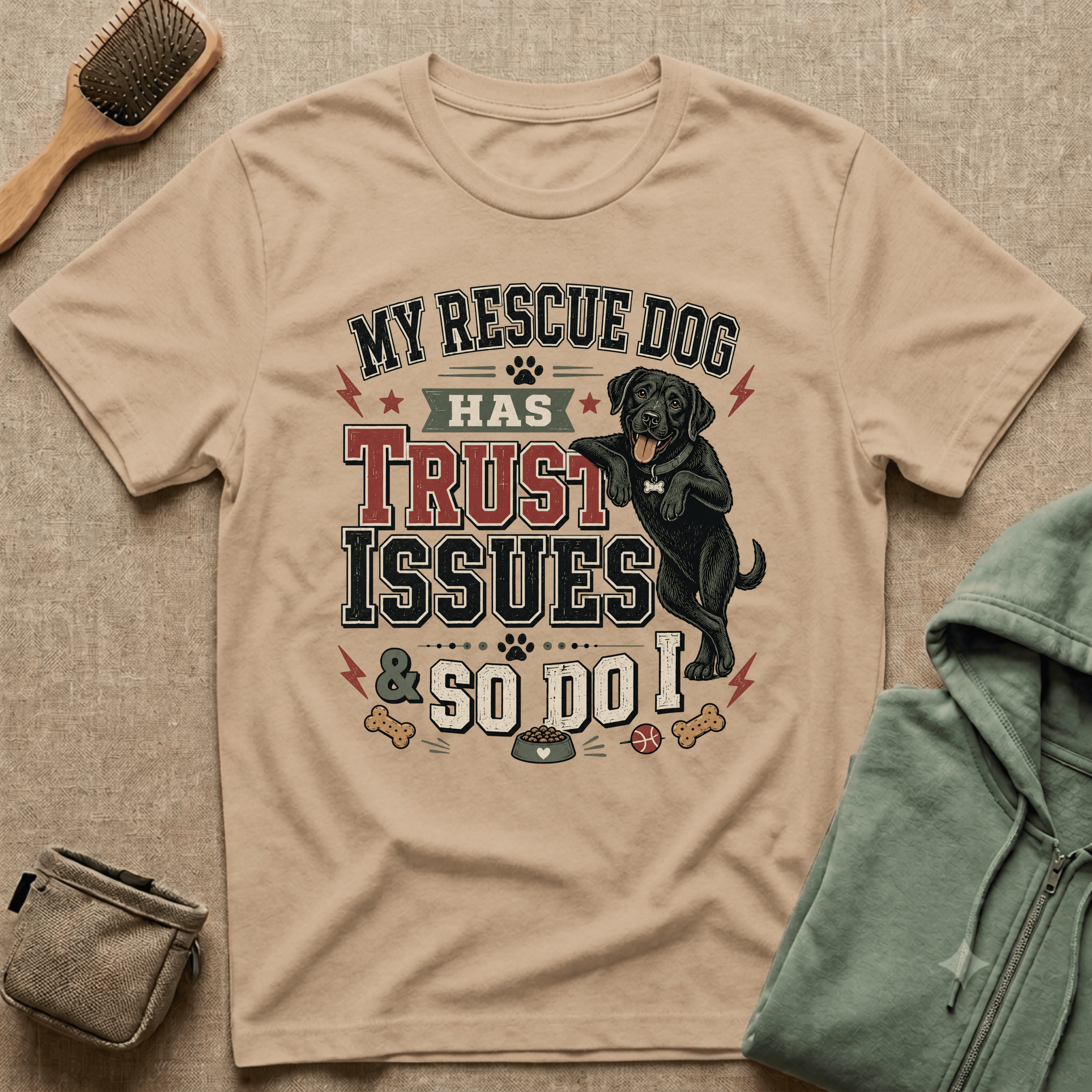 My Rescue Dog Has Trust Issues T-Shirt —Black Lab Rescue Dog Owner Tee