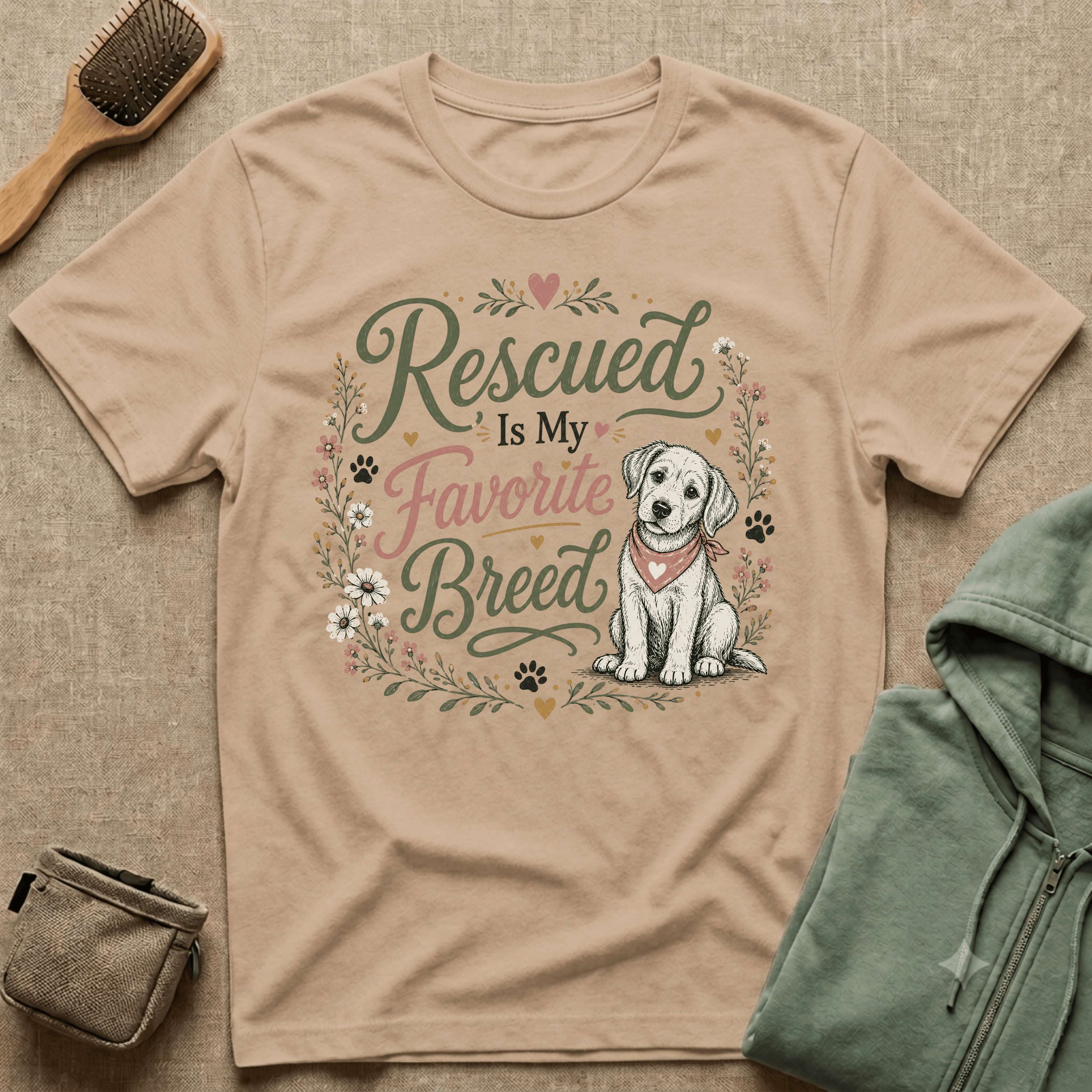Rescued Is My Favorite Breed T-Shirt — Cute Rescue Dog Adoption Tee