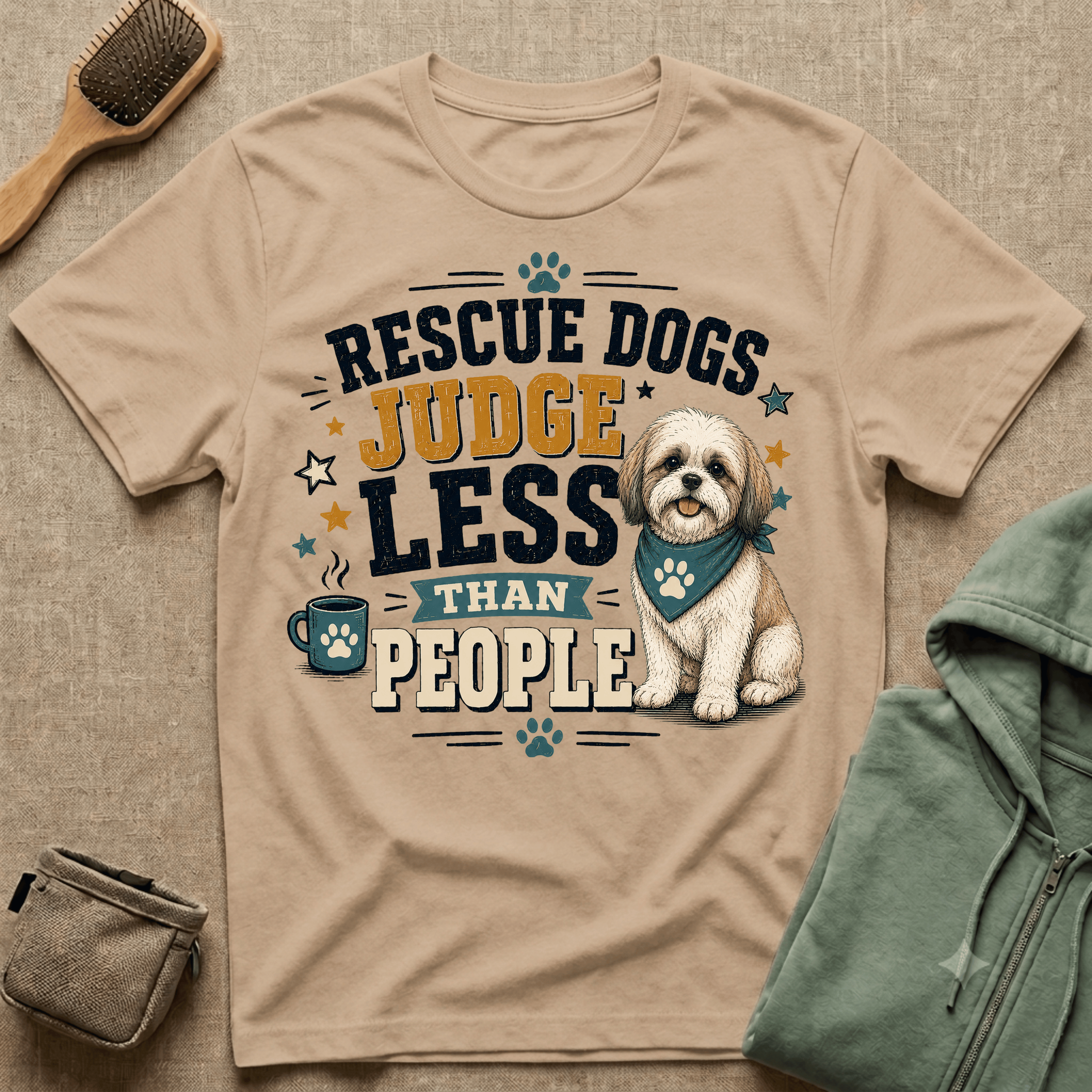 Rescue Dogs Judge Less Than People T-Shirt — Cute Maltese Rescue Tee