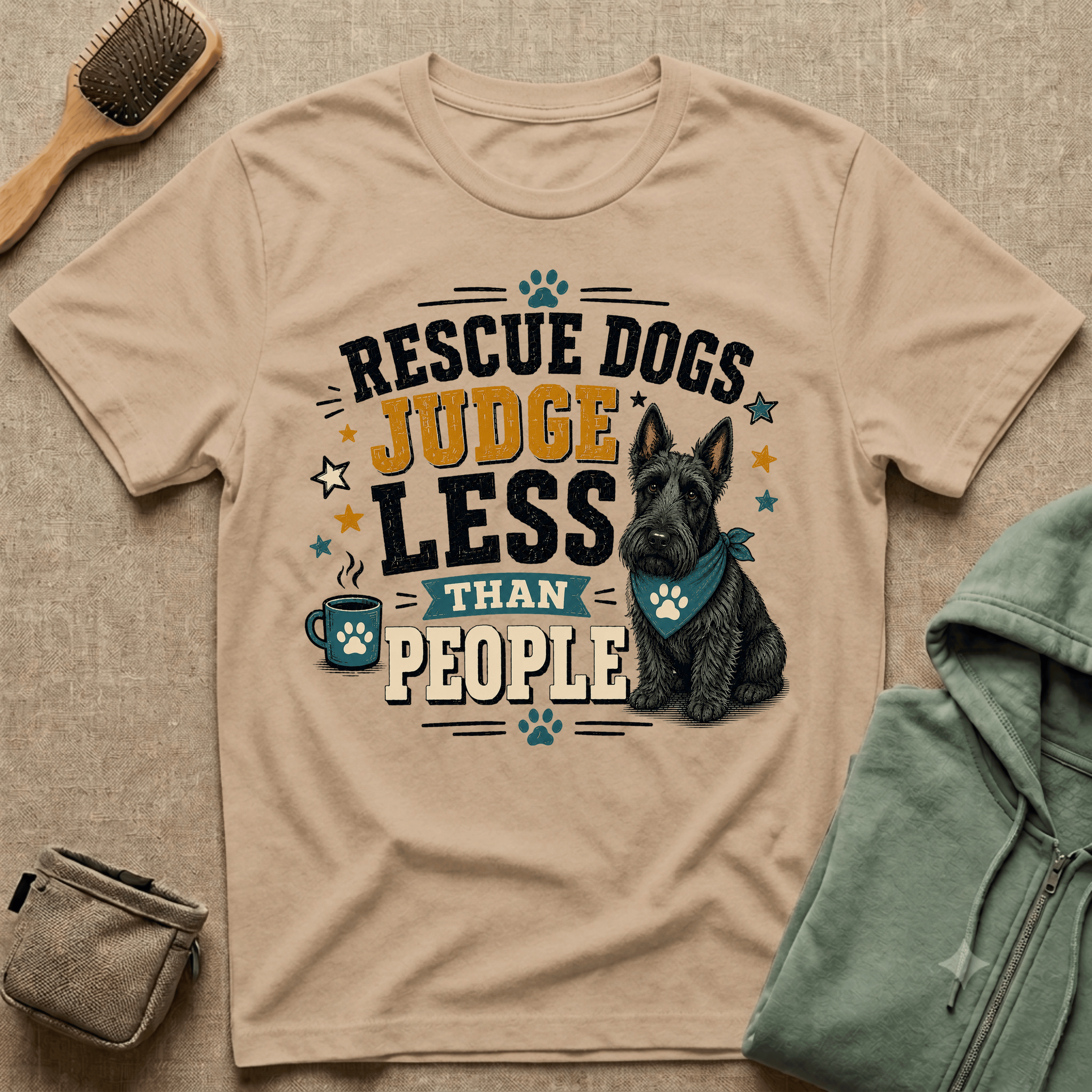 Rescue Dogs Judge Less Than People T-Shirt — Cute Scottie Rescue Tee