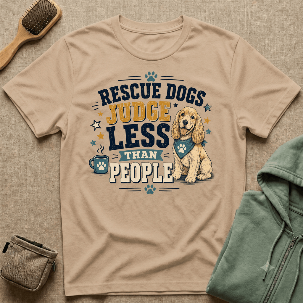 Rescue Dogs Judge Less Than People T-Shirt — Cute Cocker Spaniel Rescue Tee