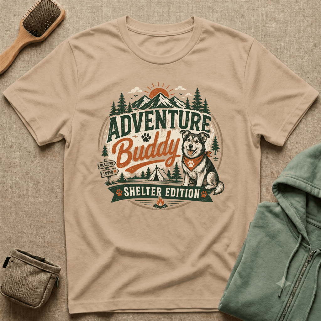 Adventure Buddy T-Shirt — Shelter Edition Dog Hiking Tee