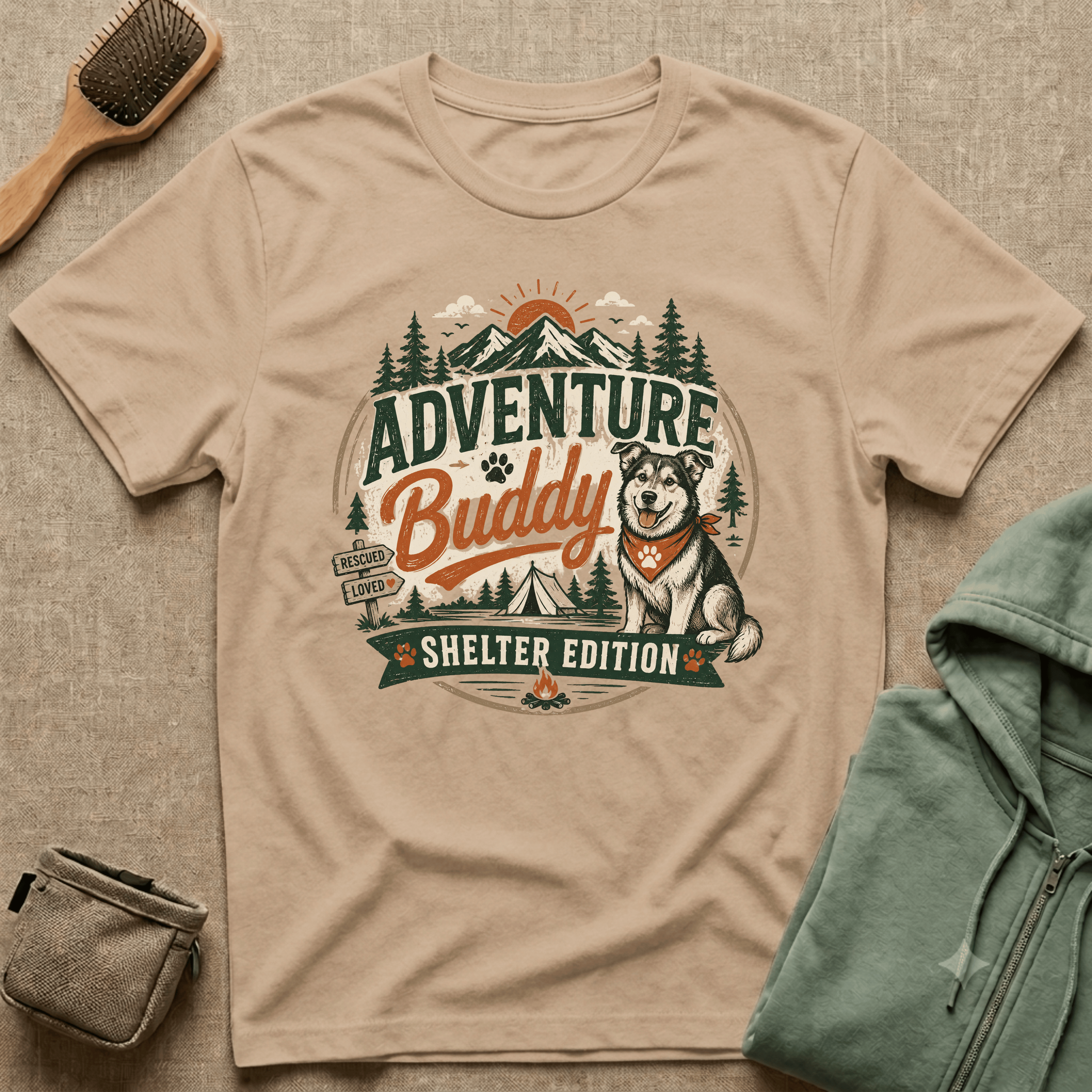 Adventure Buddy T-Shirt — Shelter Edition Dog Hiking Tee