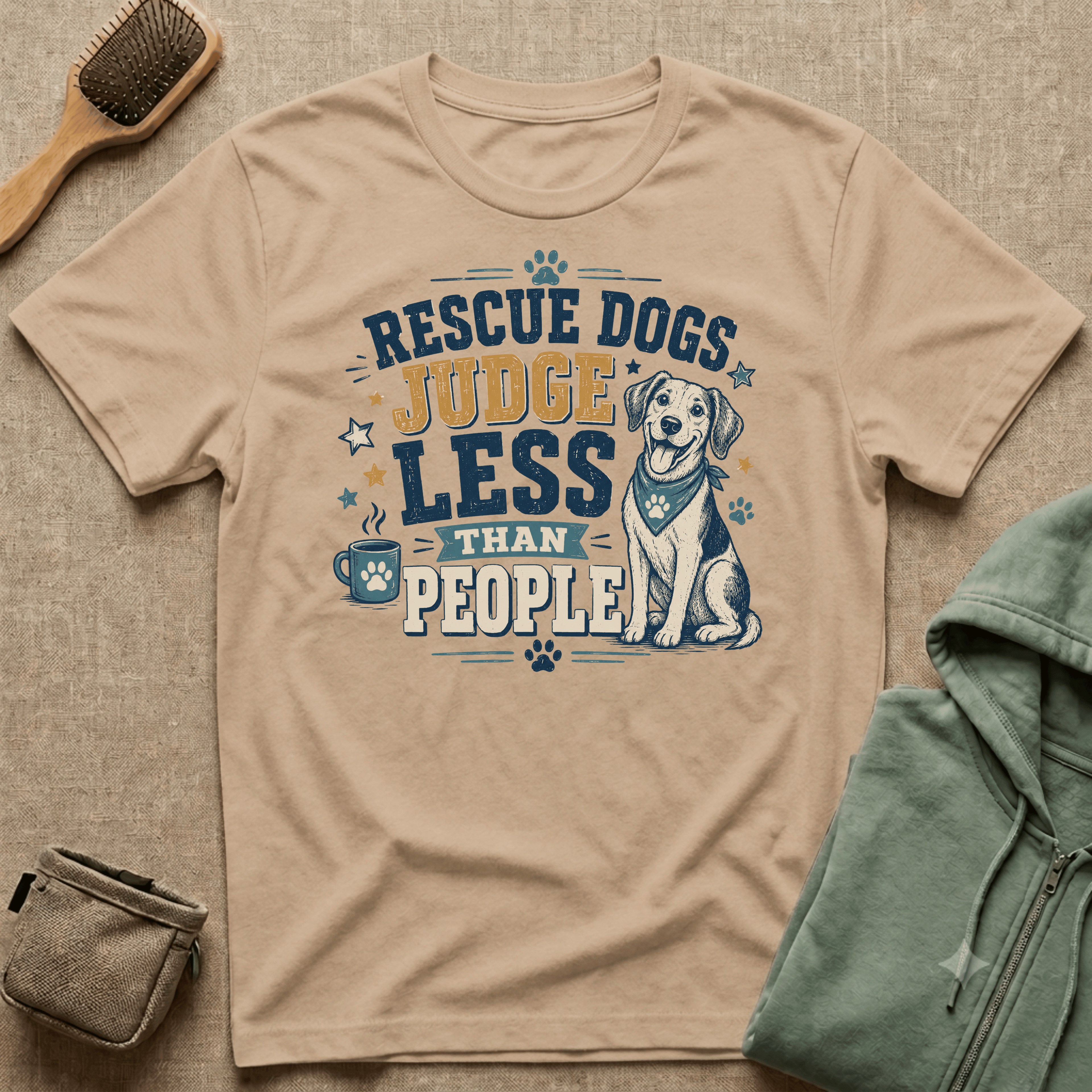 Rescue Dogs Judge Less Than People T-Shirt — Cute Mixed Breed Rescue Tee