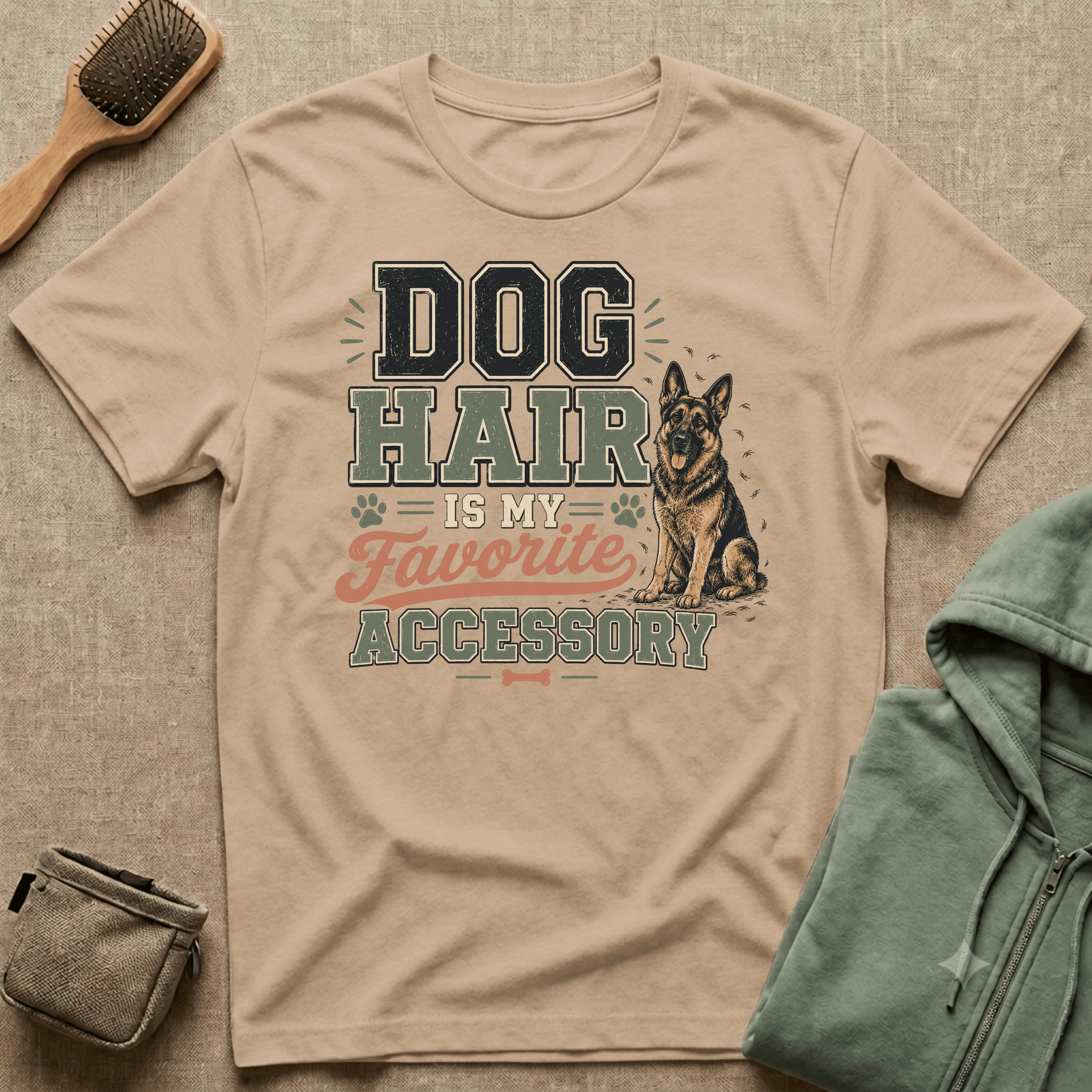 Dog Hair Is My Favorite Accessory T-Shirt — German Shepherd Pet Lover Tee