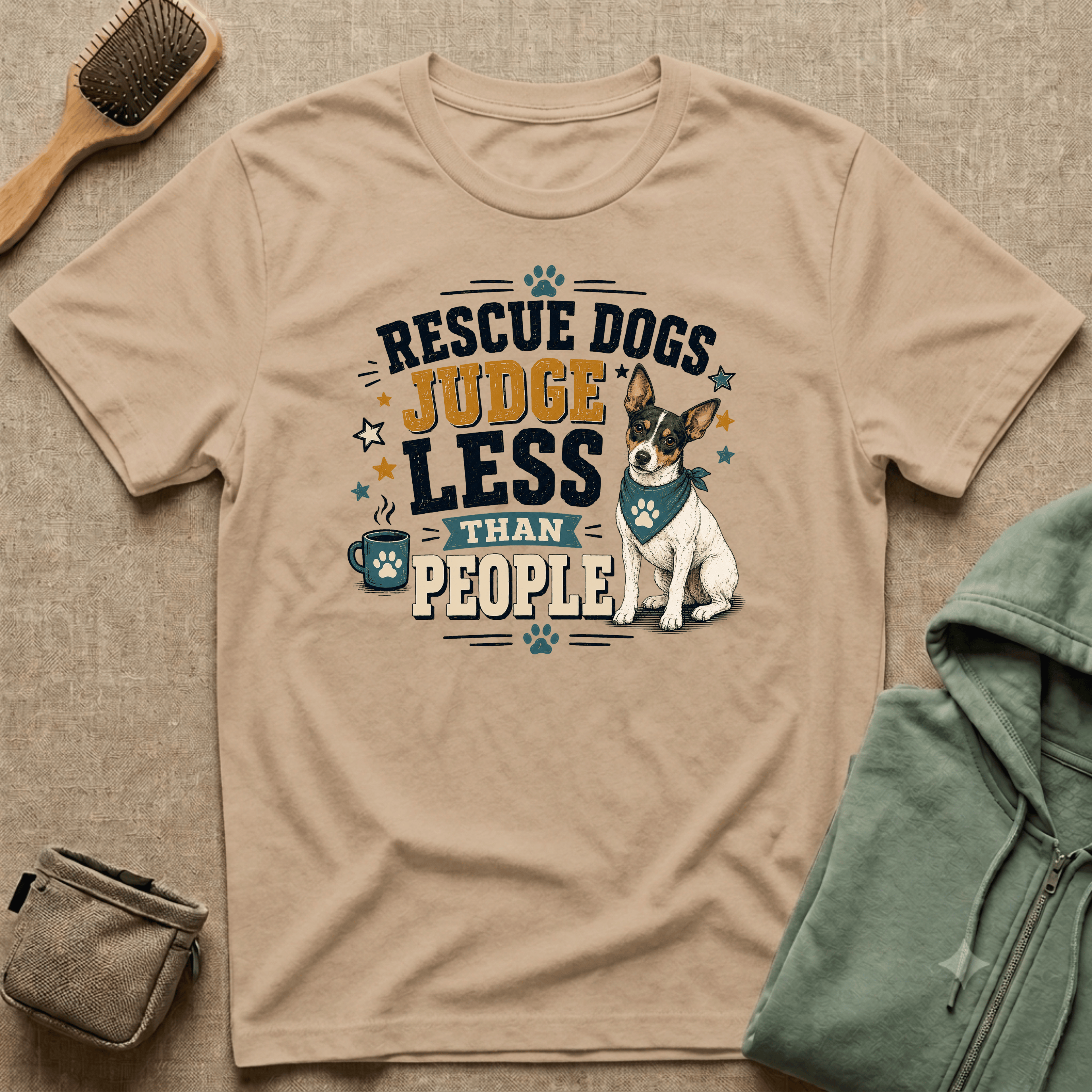 Rescue Dogs Judge Less Than People T-Shirt — Cute Rat Terrier Rescue Tee