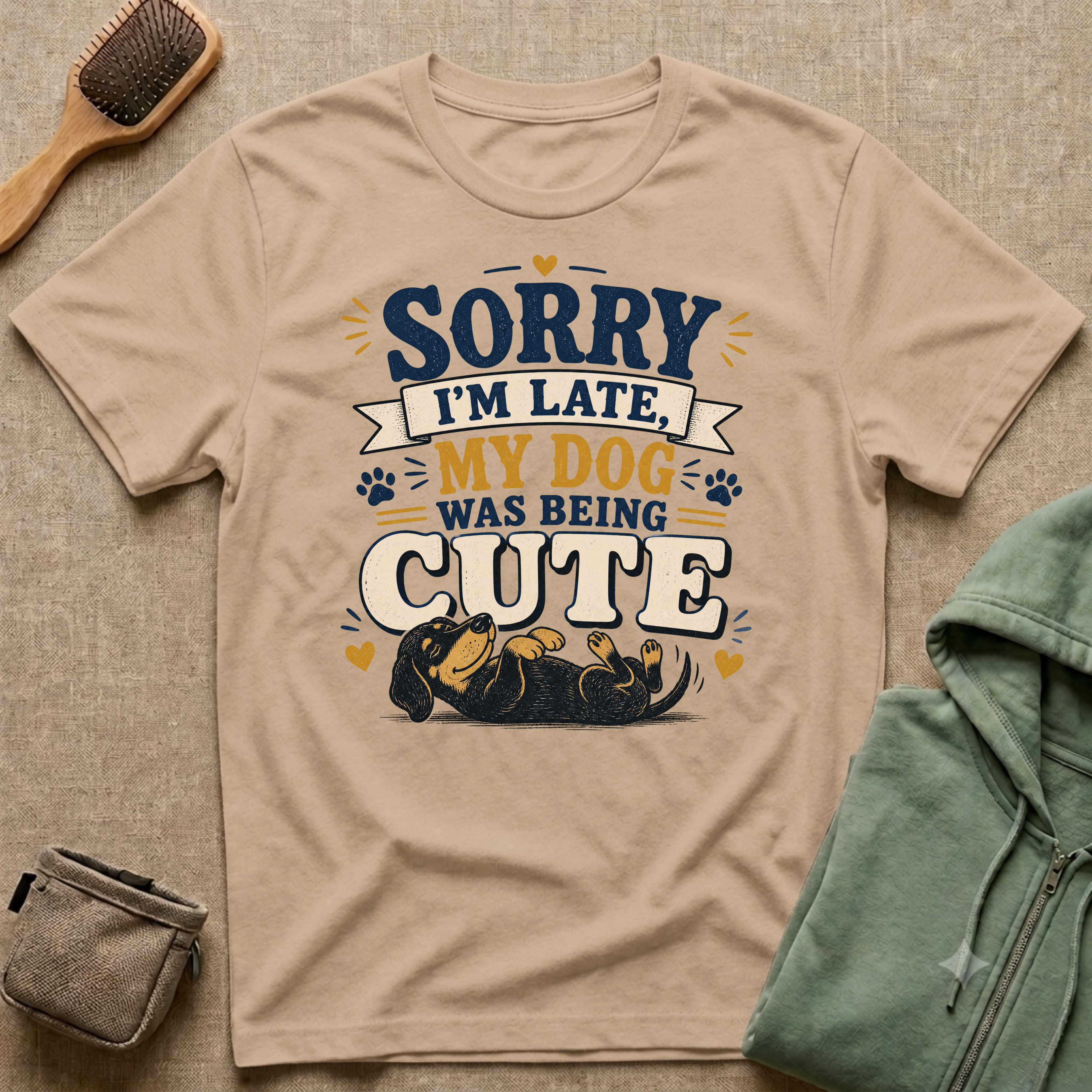 Sorry I'm Late My Dog Was Being Cute T-Shirt — Dachshund Funny Dog Lover Tee