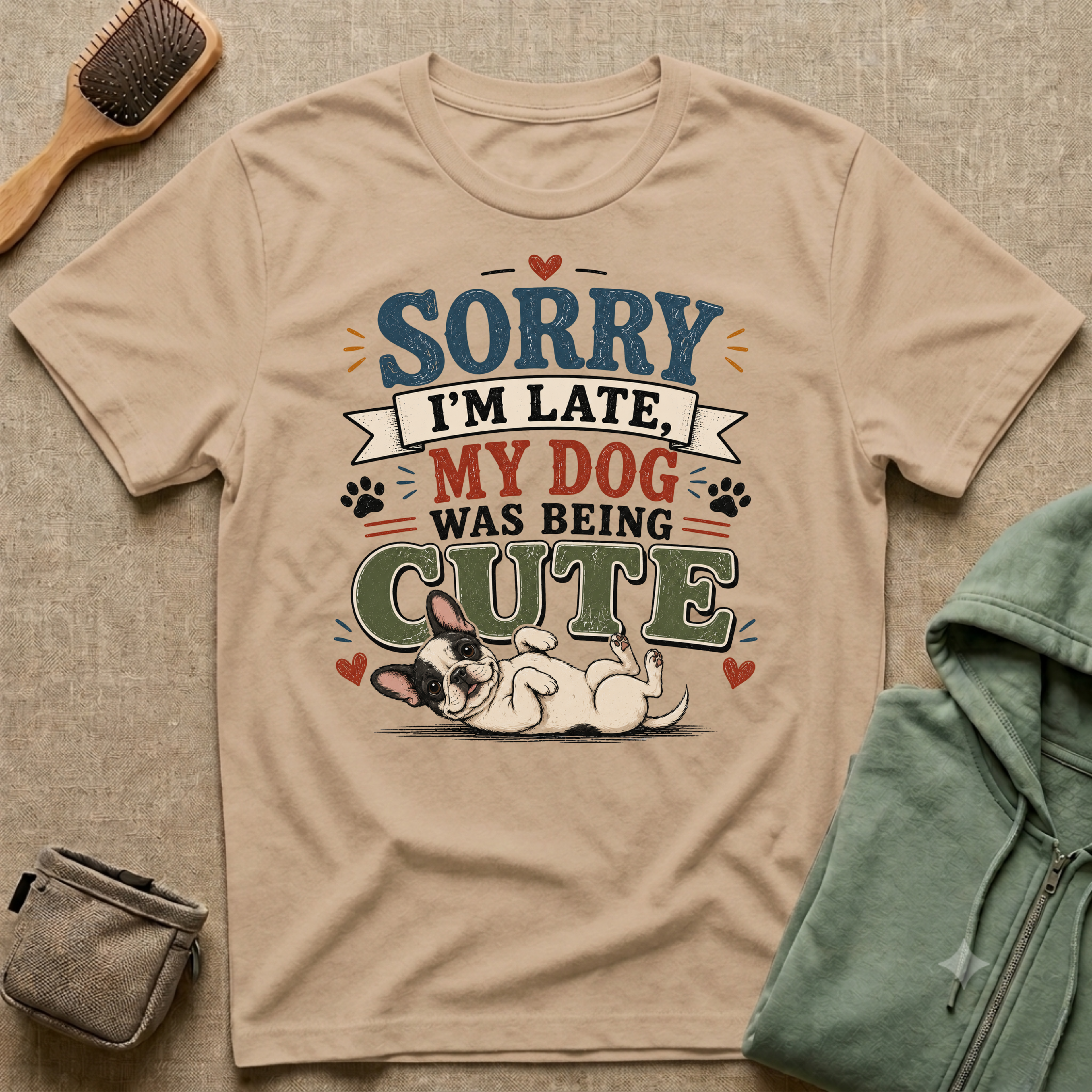 "Sorry I'm Late My Dog Was Being Cute" Cute Dog Lover Graphic Tee