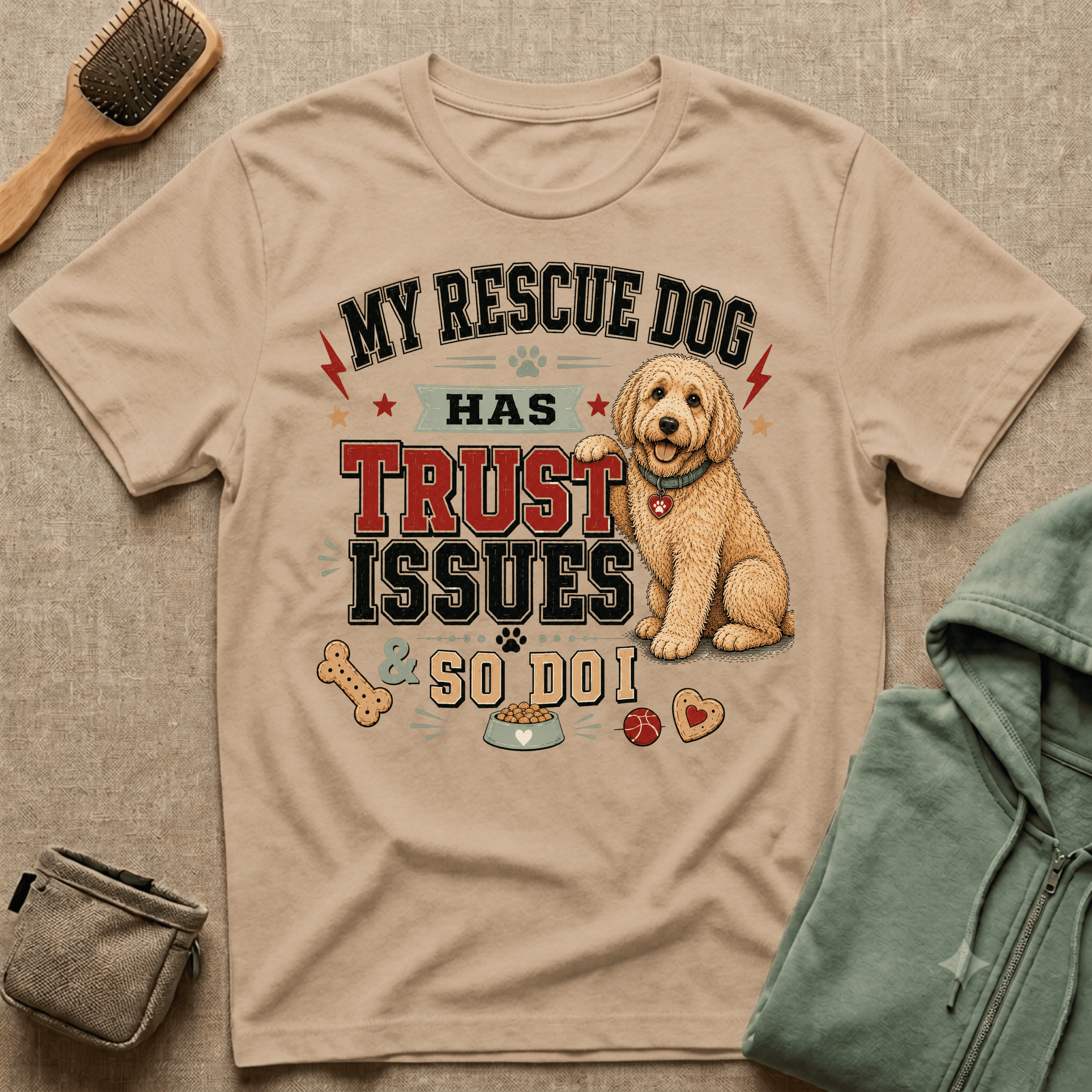 My Rescue Dog Has Trust Issues T-Shirt —Golden Doodle Rescue Dog Owner Tee