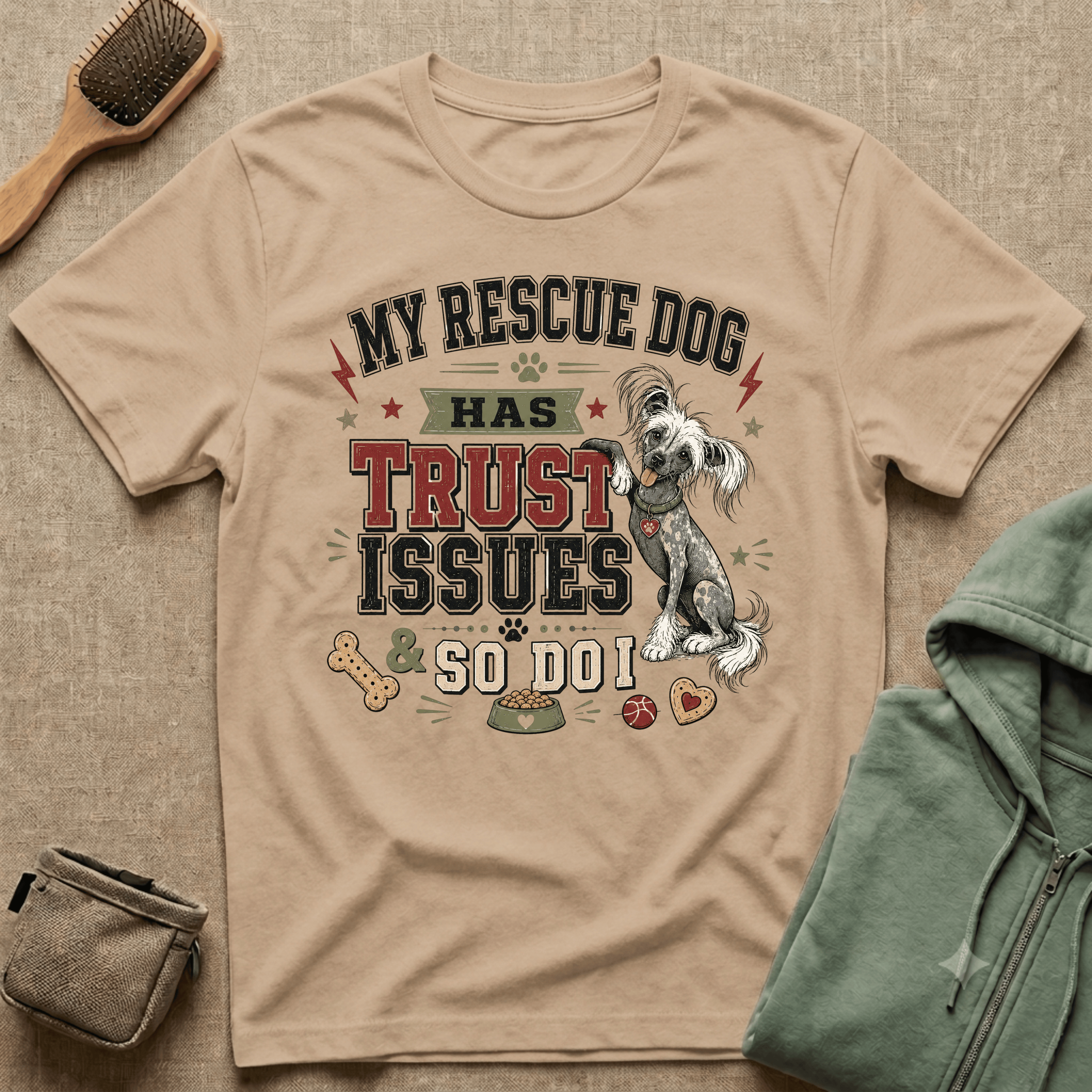My Rescue Dog Has Trust Issues T-Shirt —Chinese Crested Rescue Dog Owner Tee