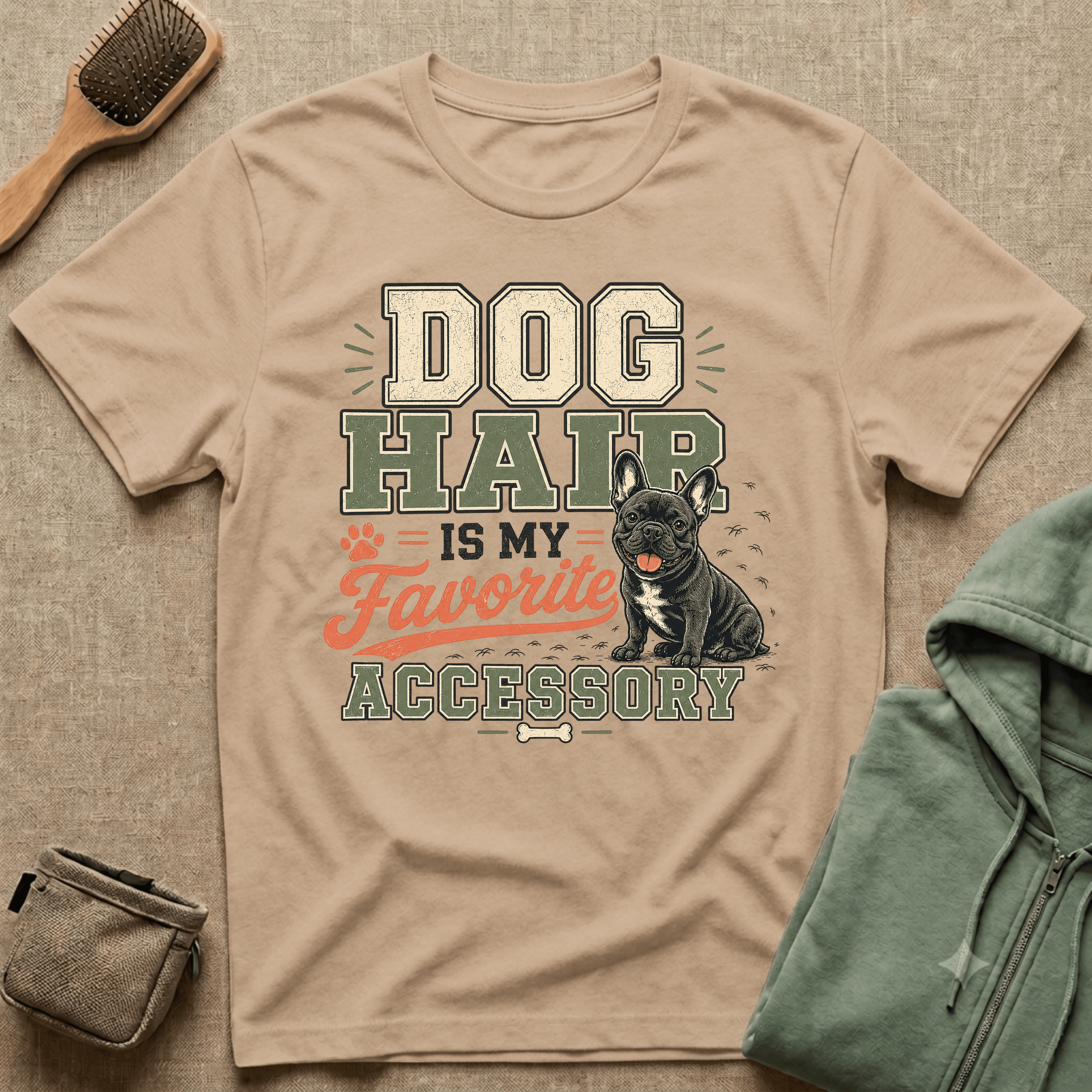Dog Hair Is My Favorite Accessory T-Shirt — Frenchie Dog Lover Tee