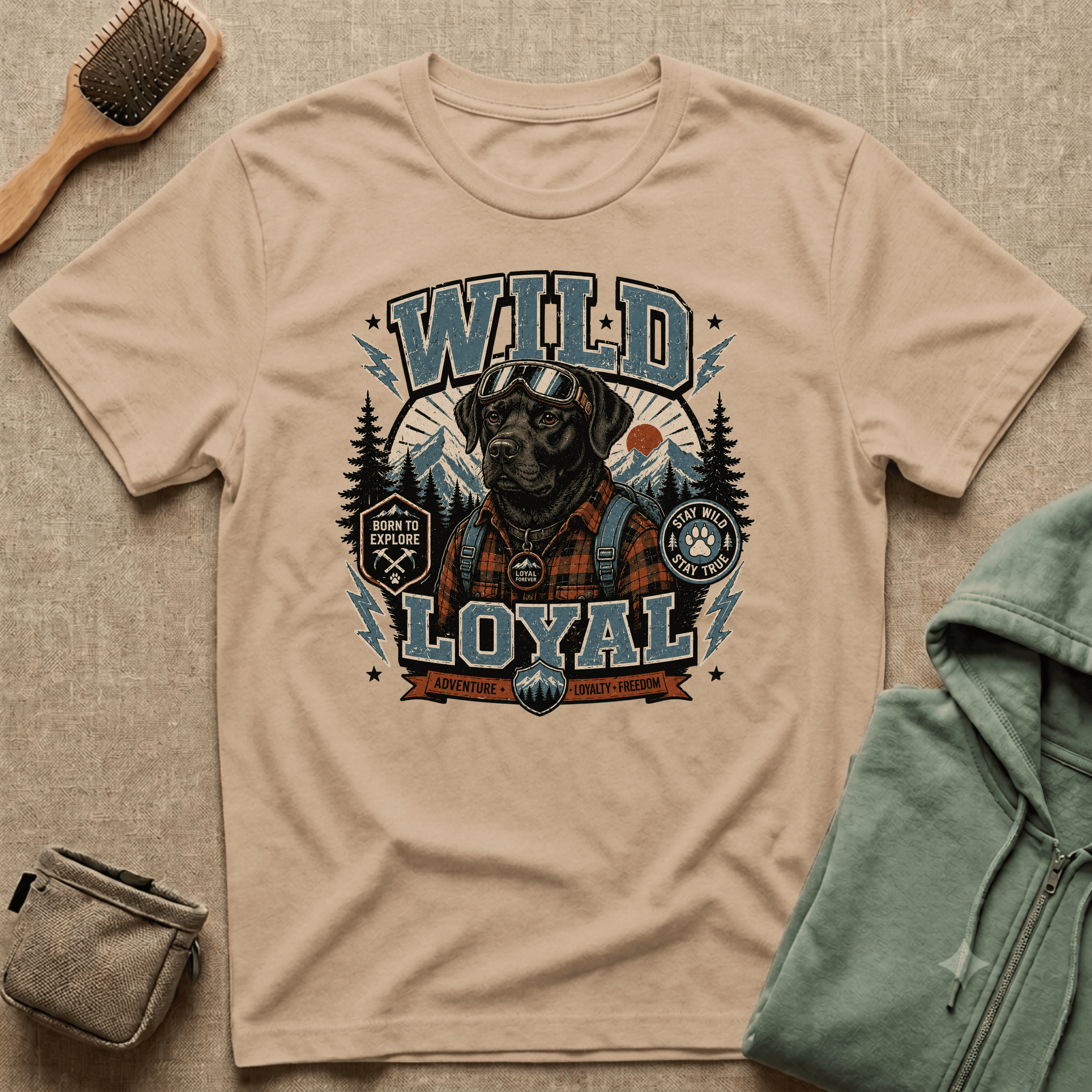Wild & Loyal Dog T-Shirt — Vintage Lumberjack Black Labrador Design