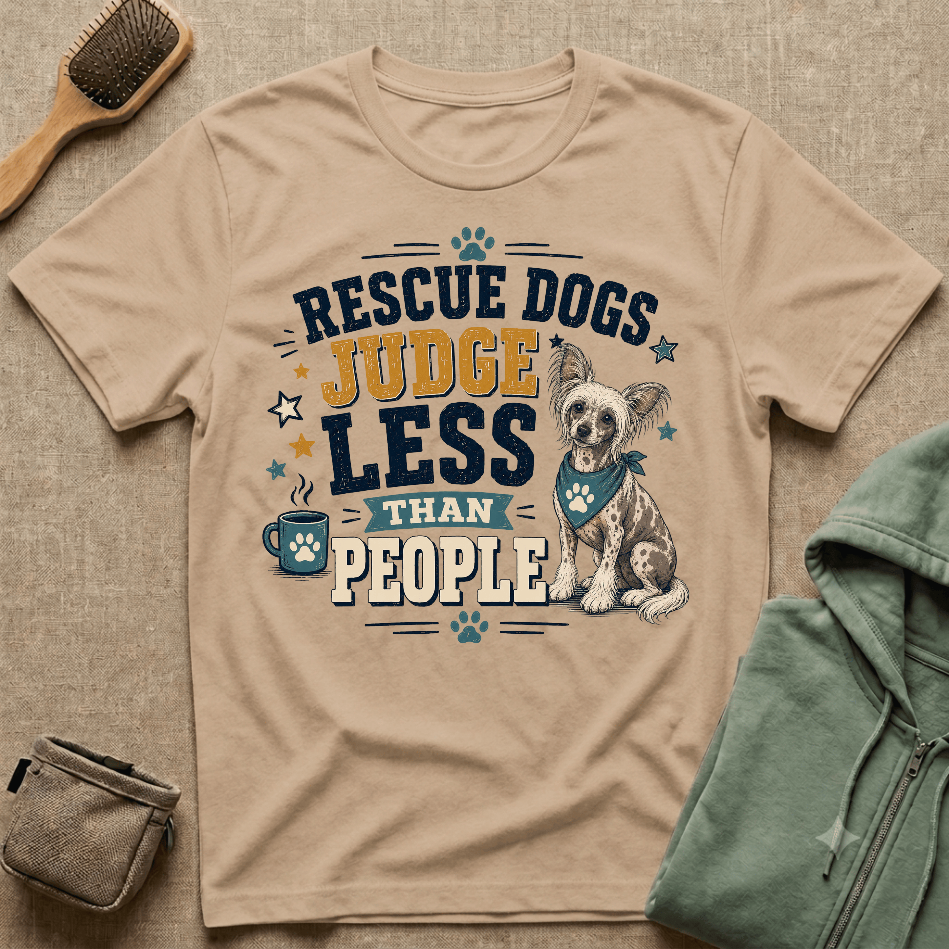 Rescue Dogs Judge Less Than People T-Shirt — Cute Chinese Crested Rescue Tee