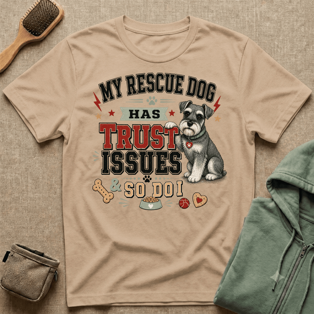My Rescue Dog Has Trust Issues T-Shirt —Schnauzer Rescue Dog Owner Tee