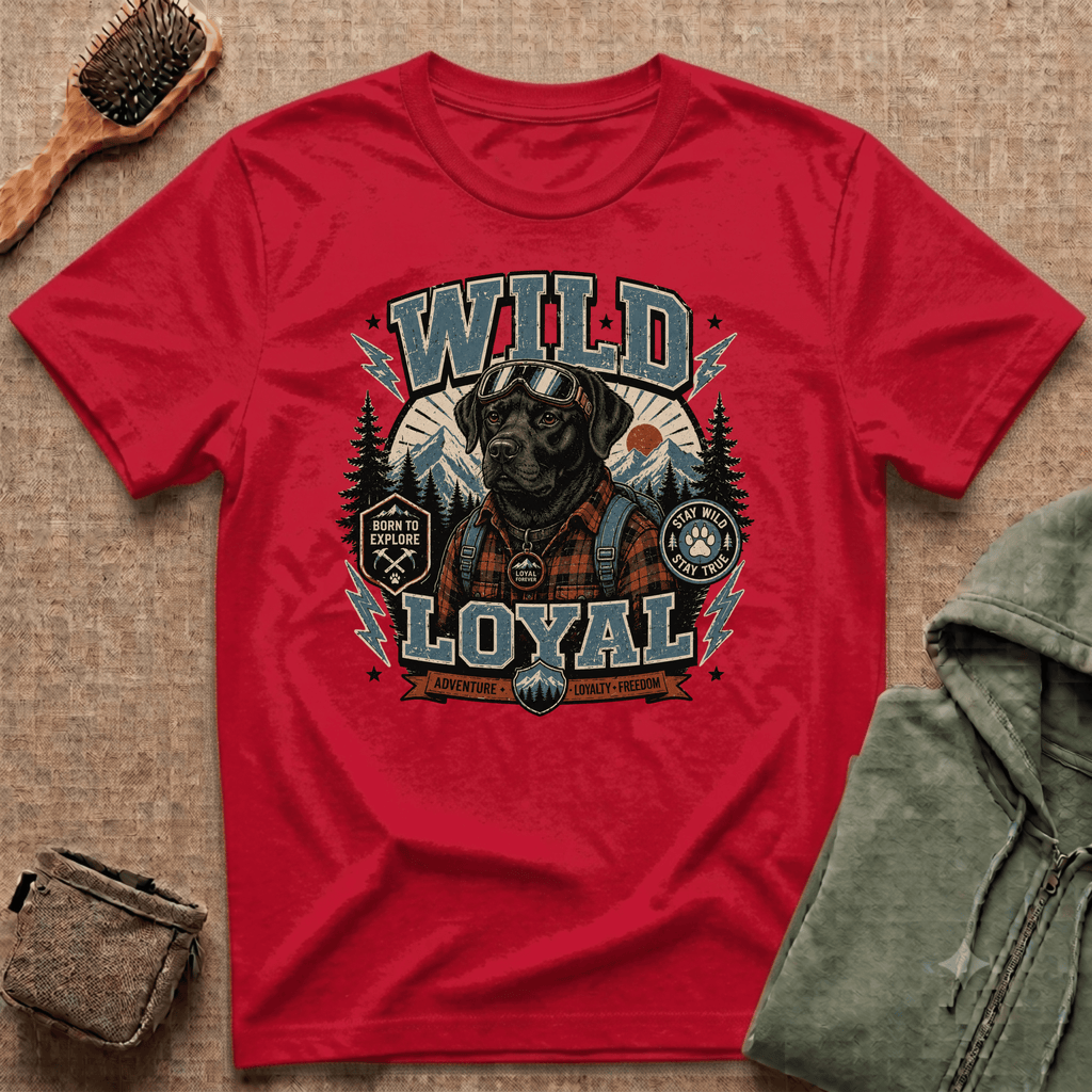 Wild & Loyal Dog T-Shirt — Vintage Lumberjack Black Labrador Design