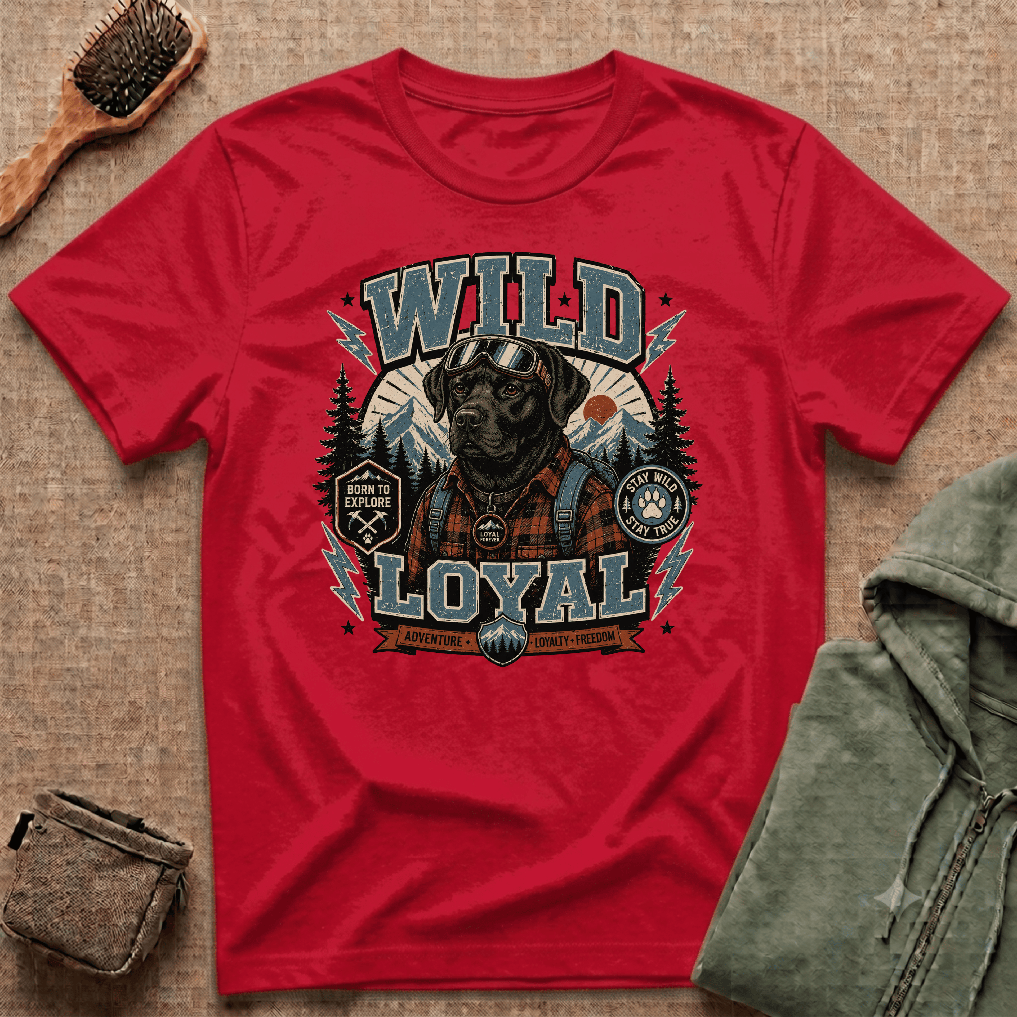 Wild & Loyal Dog T-Shirt — Vintage Lumberjack Black Labrador Design
