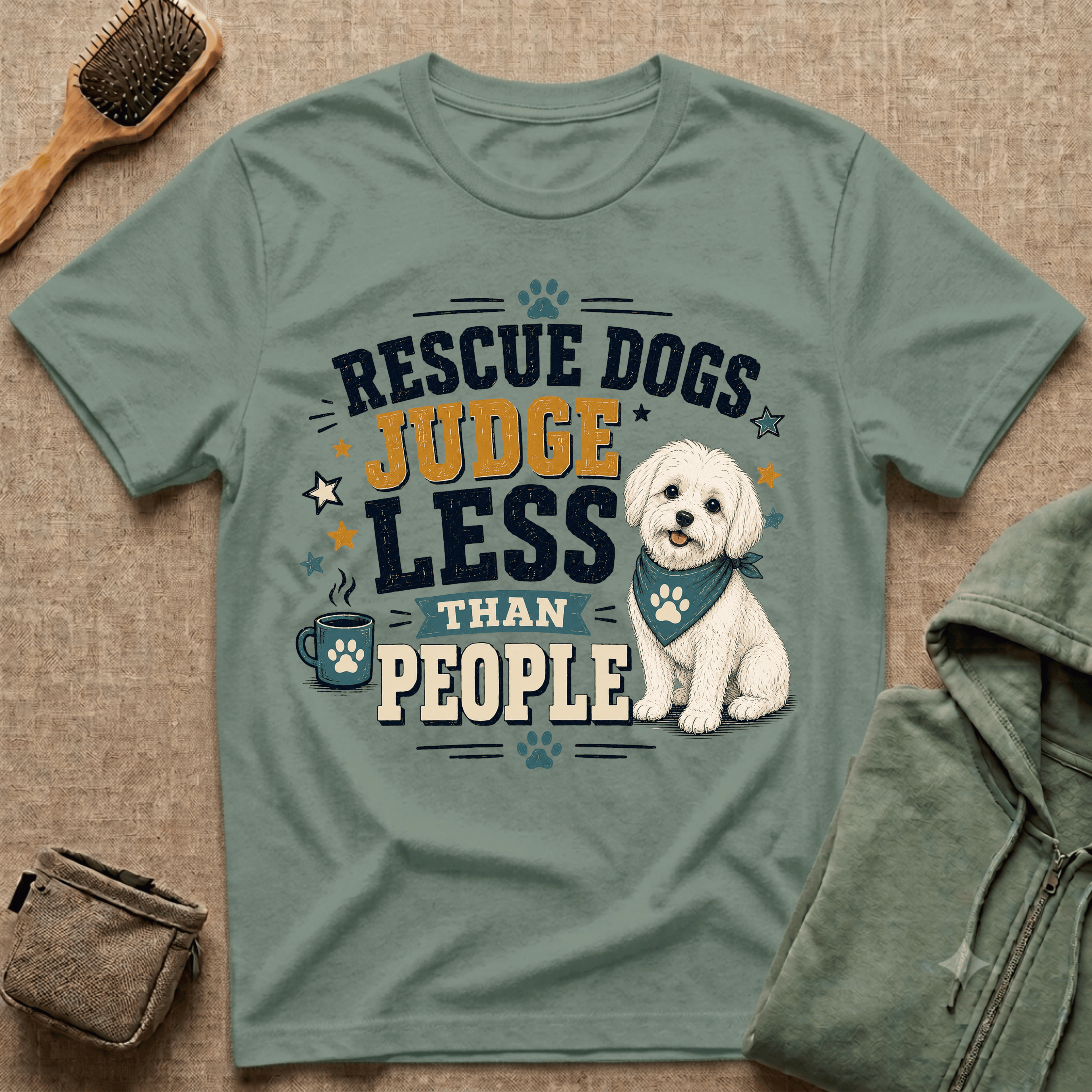 Rescue Dogs Judge Less Than People T-Shirt — Cute Shih Zhu Rescue Tee