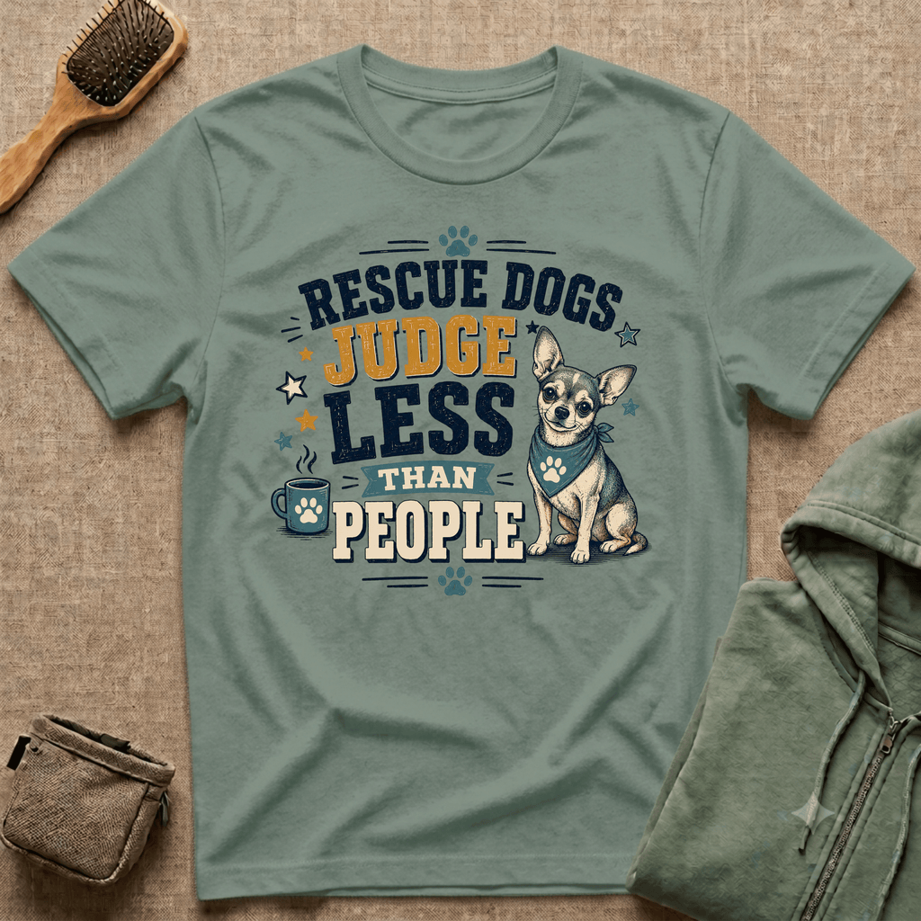 Rescue Dogs Judge Less Than People T-Shirt — Cute Chihuahua Rescue Tee
