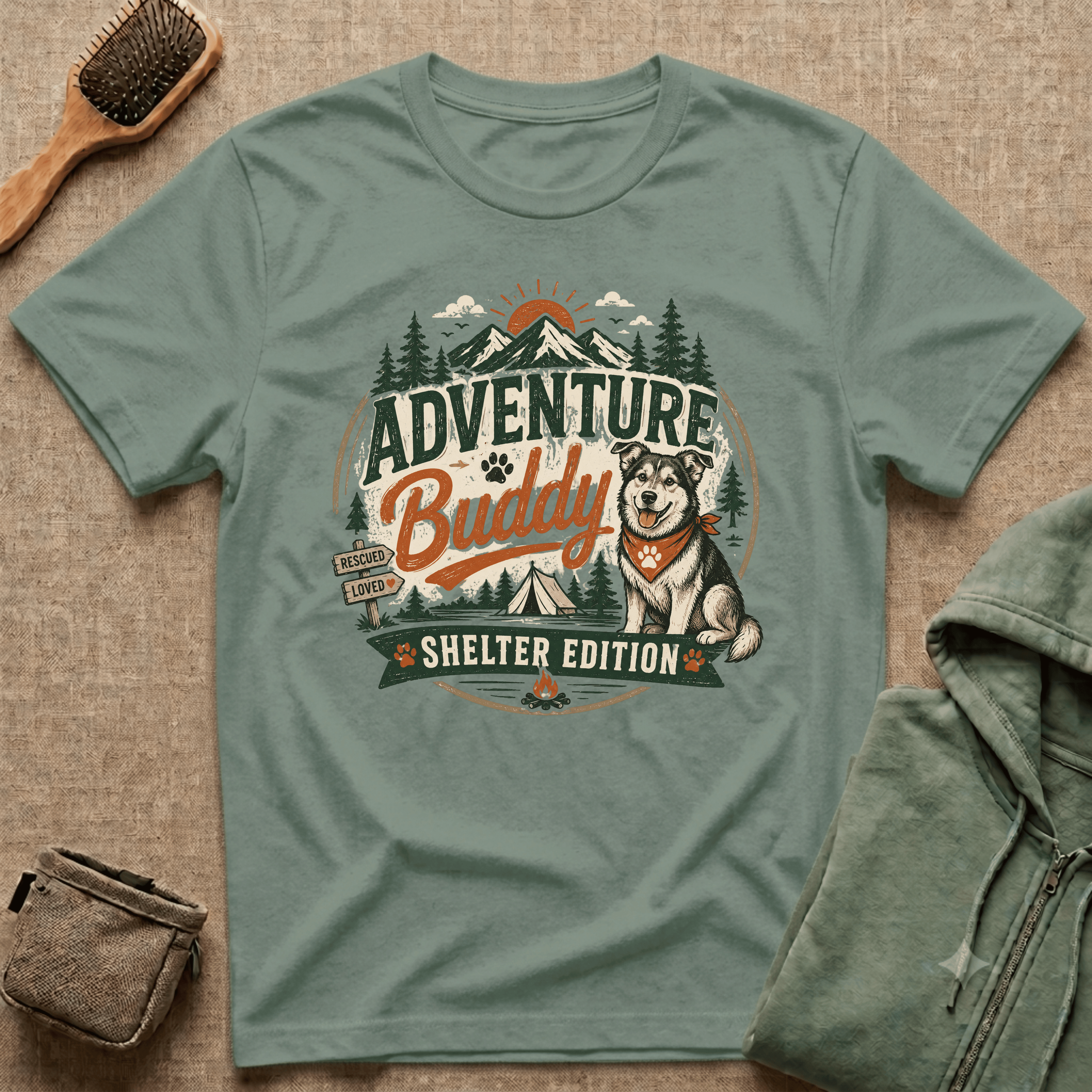 Adventure Buddy T-Shirt — Shelter Edition Dog Hiking Tee