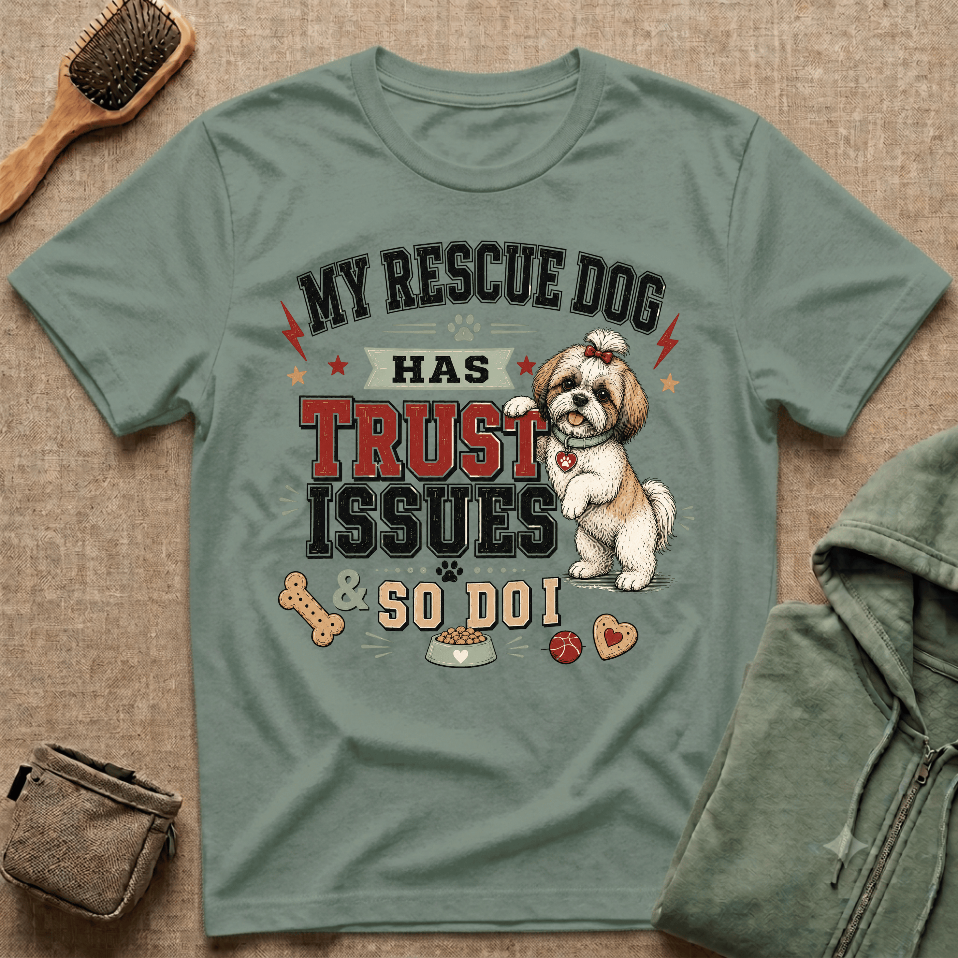 My Rescue Dog Has Trust Issues T-Shirt —Shih Tzu Rescue Dog Owner Tee