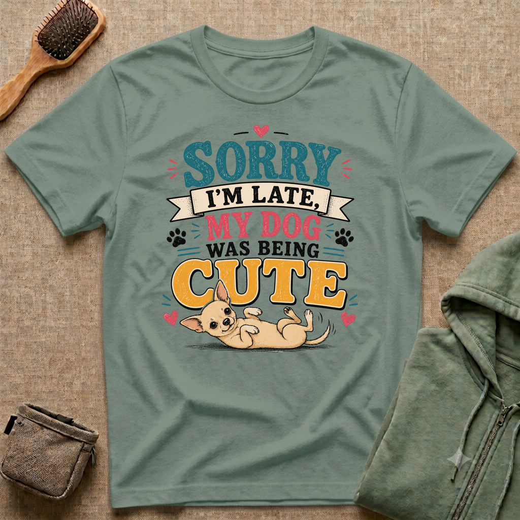 Sorry I'm Late My Dog Was Being Cute T-Shirt — Chihuahua Dog Lover Tee
