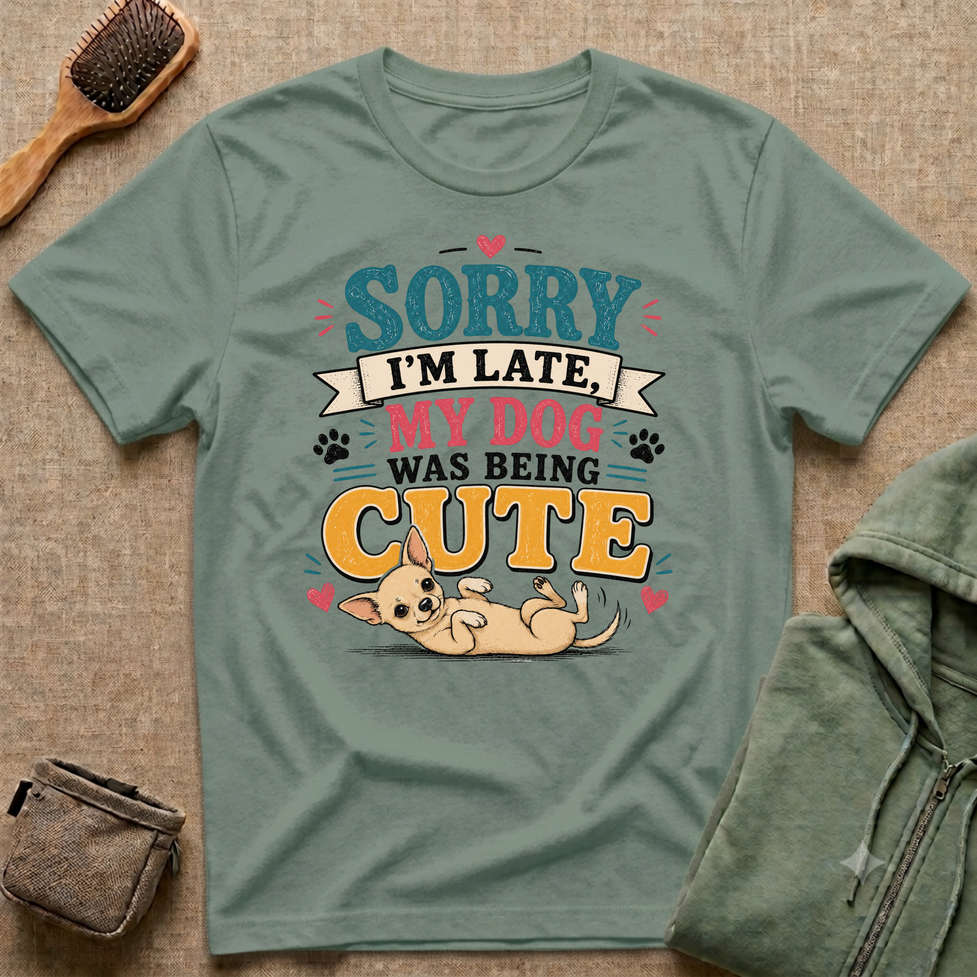 Sorry I'm Late My Dog Was Being Cute T-Shirt — Chihuahua Dog Lover Tee