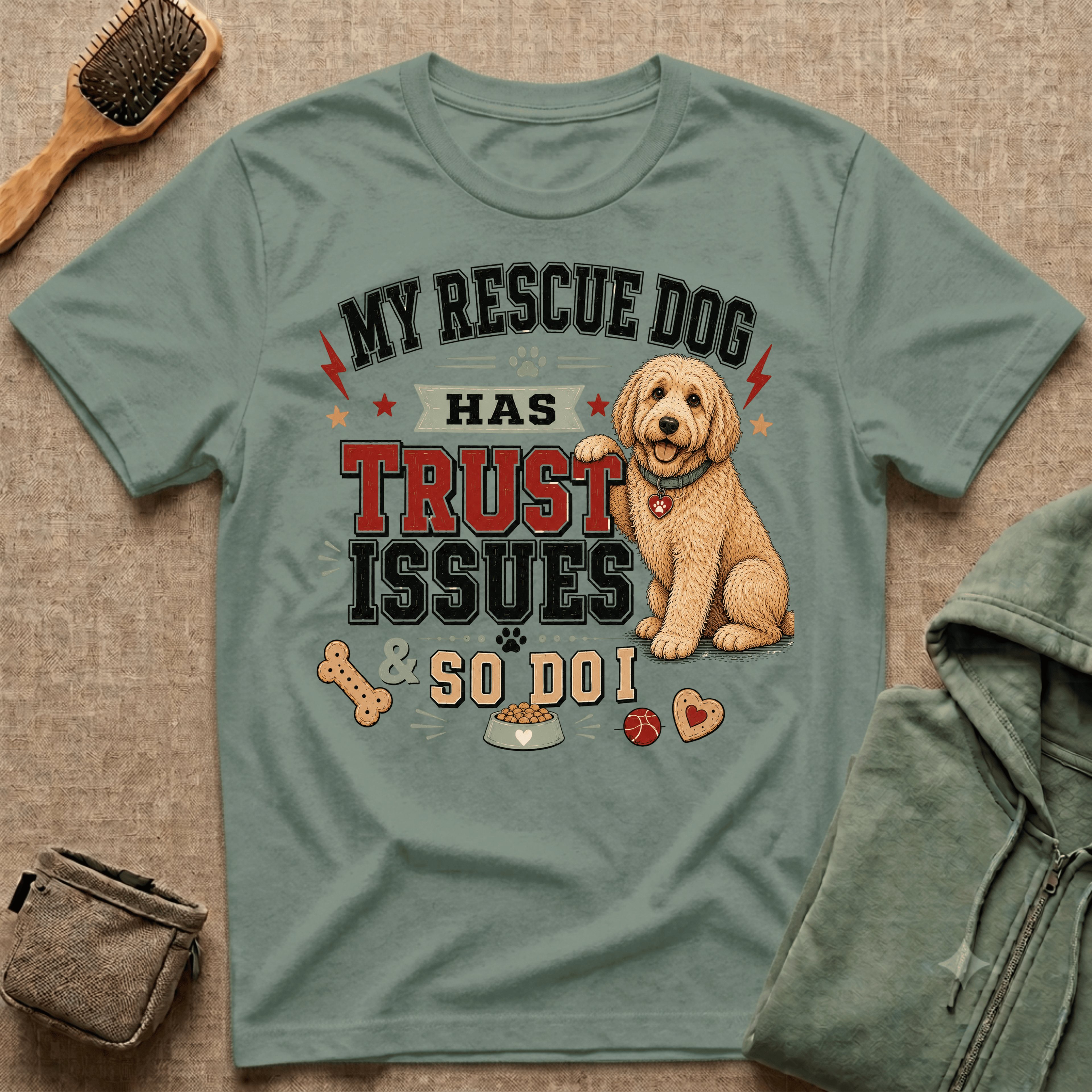 My Rescue Dog Has Trust Issues T-Shirt —Golden Doodle Rescue Dog Owner Tee