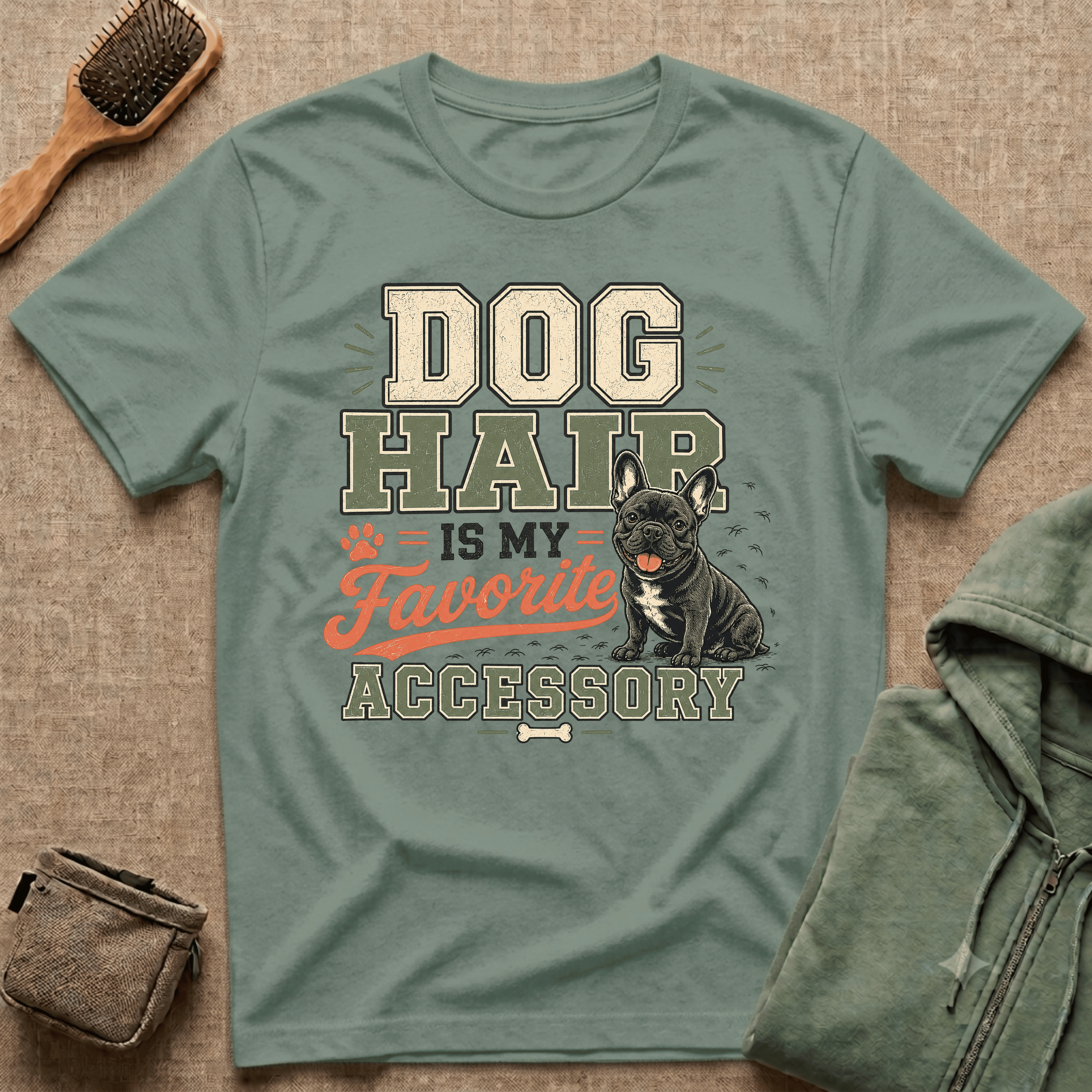 Dog Hair Is My Favorite Accessory T-Shirt — Frenchie Dog Lover Tee