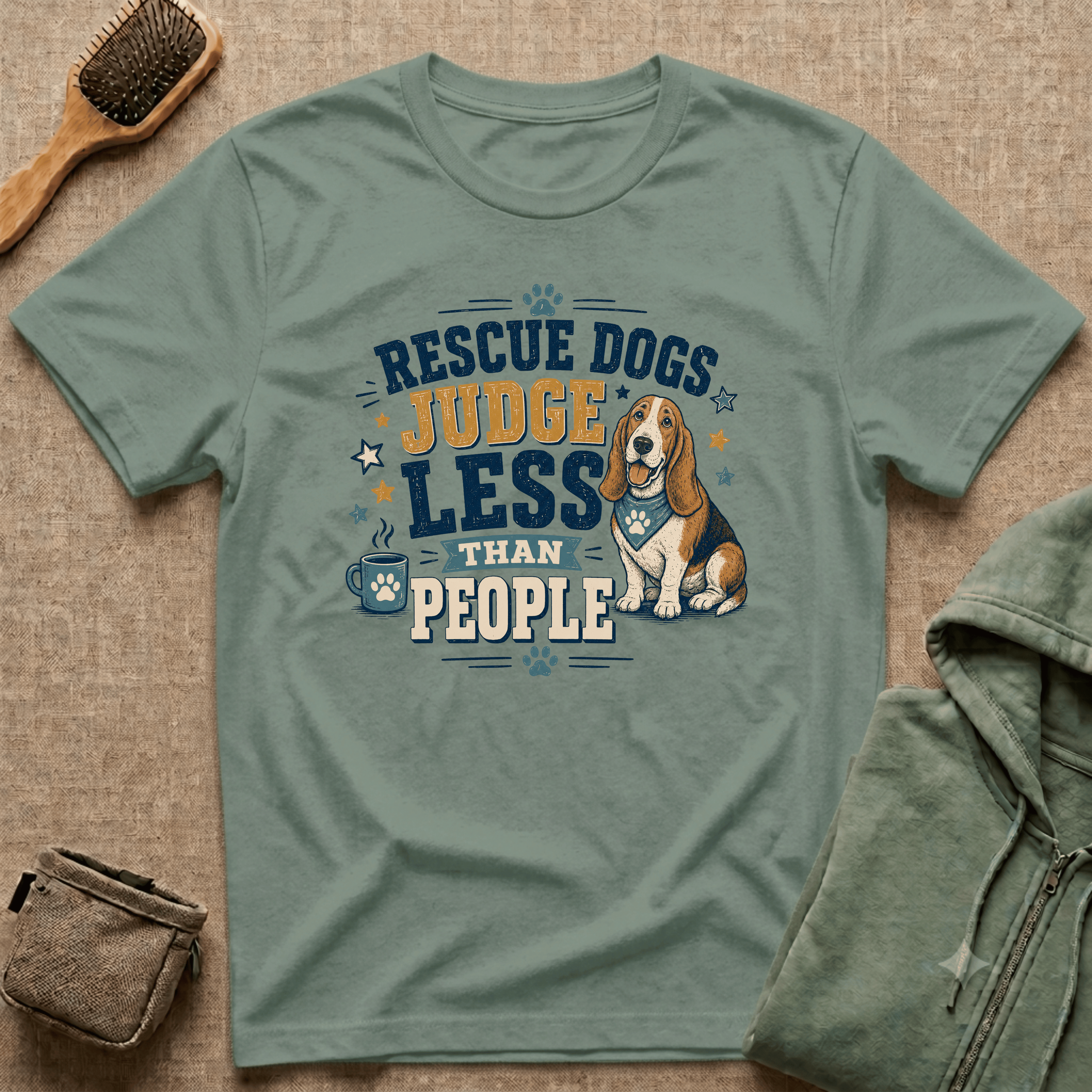 Rescue Dogs Judge Less Than People T-Shirt — Cute Basset Hound Rescue Tee