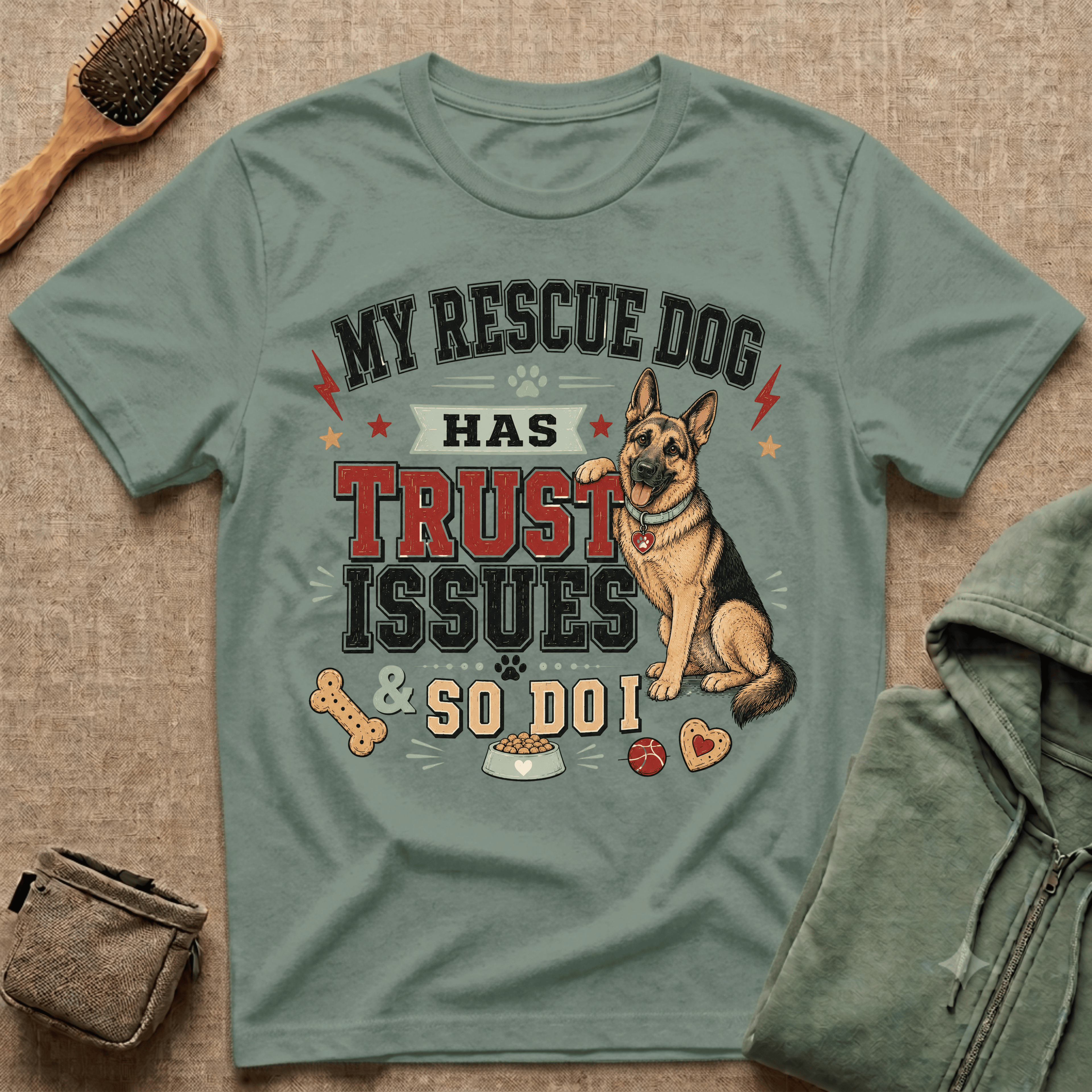 My Rescue Dog Has Trust Issues T-Shirt —German Shepherd Rescue Dog Owner Tee