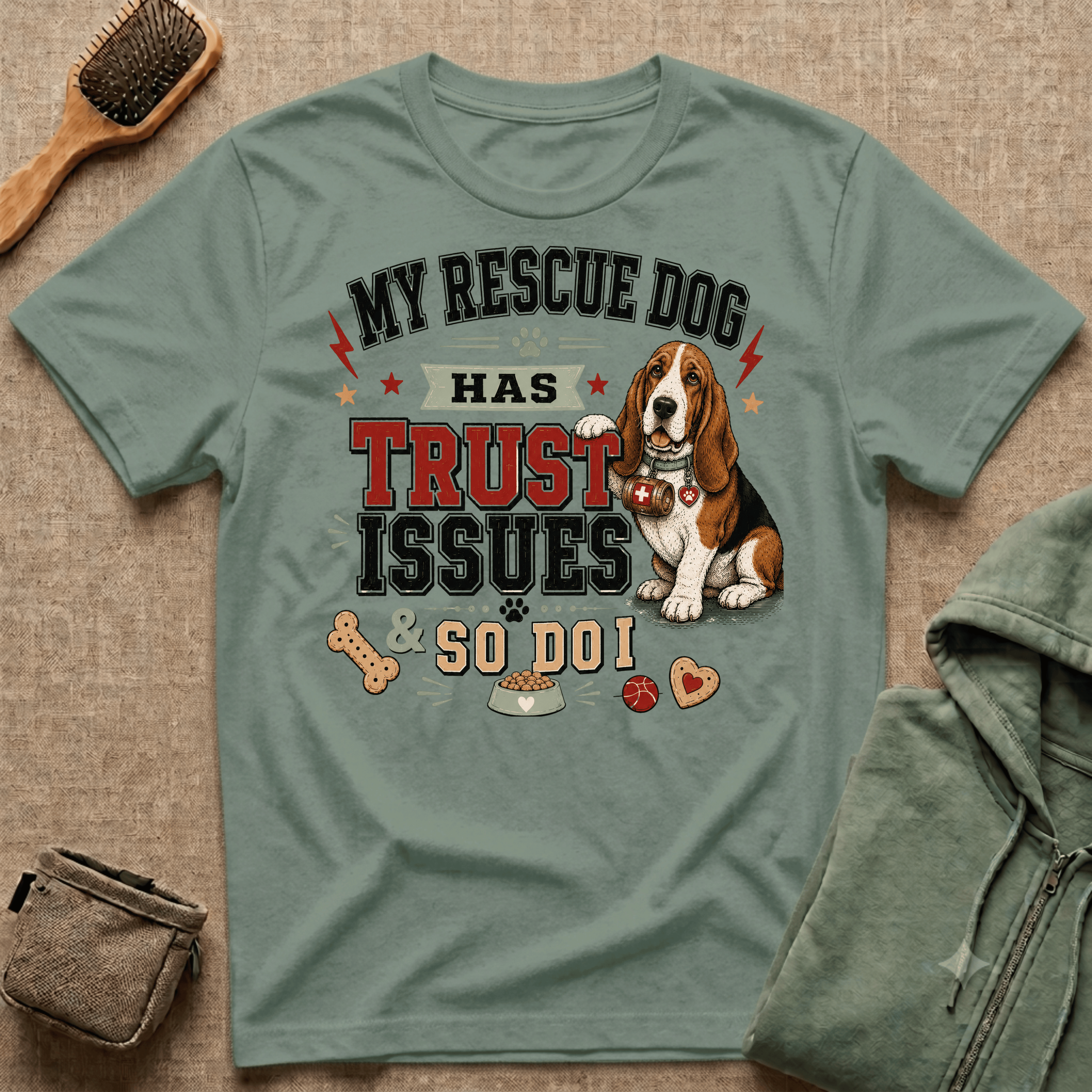 My Rescue Dog Has Trust Issues T-Shirt —Basset Rescue Dog Owner Tee