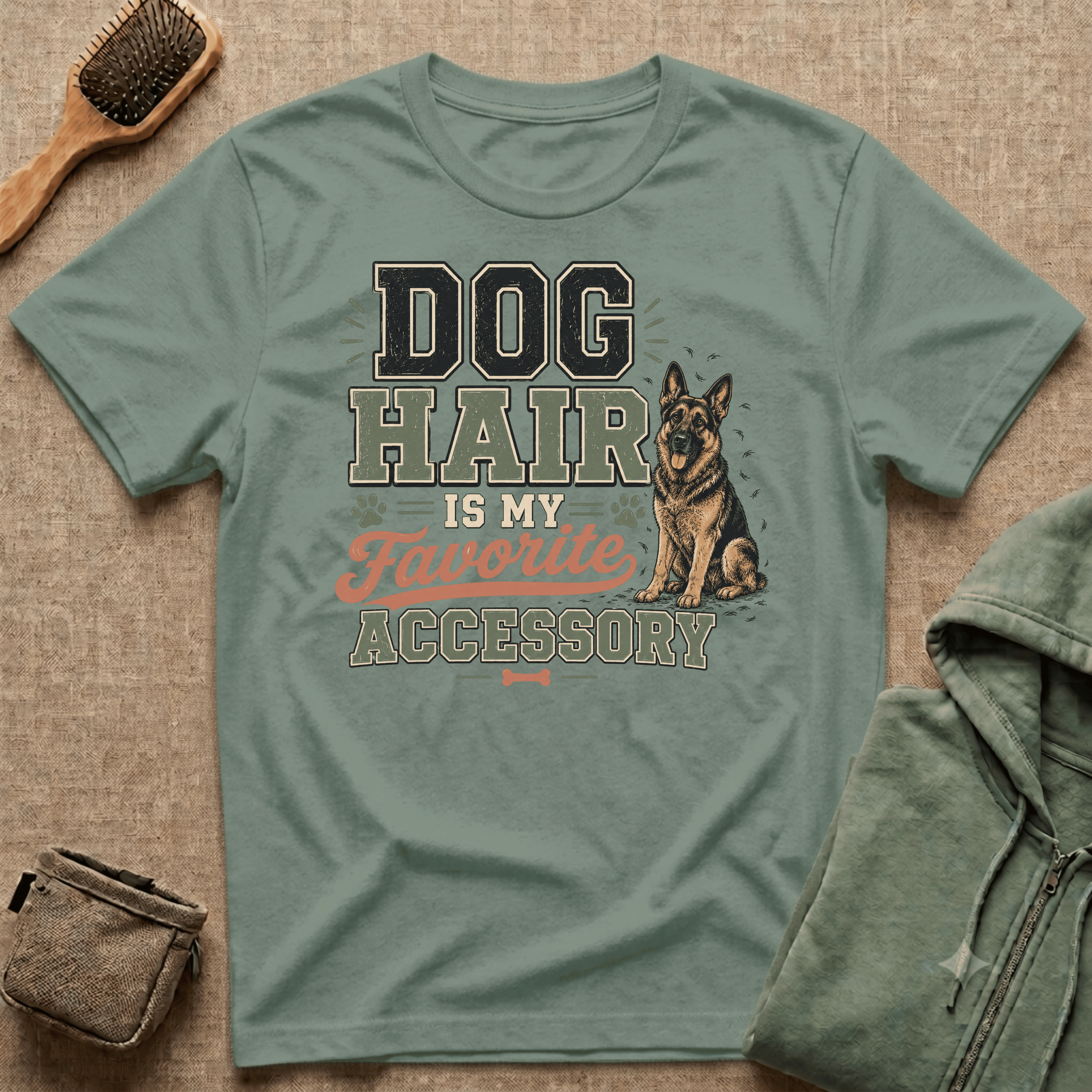 Dog Hair Is My Favorite Accessory T-Shirt — German Shepherd Pet Lover Tee